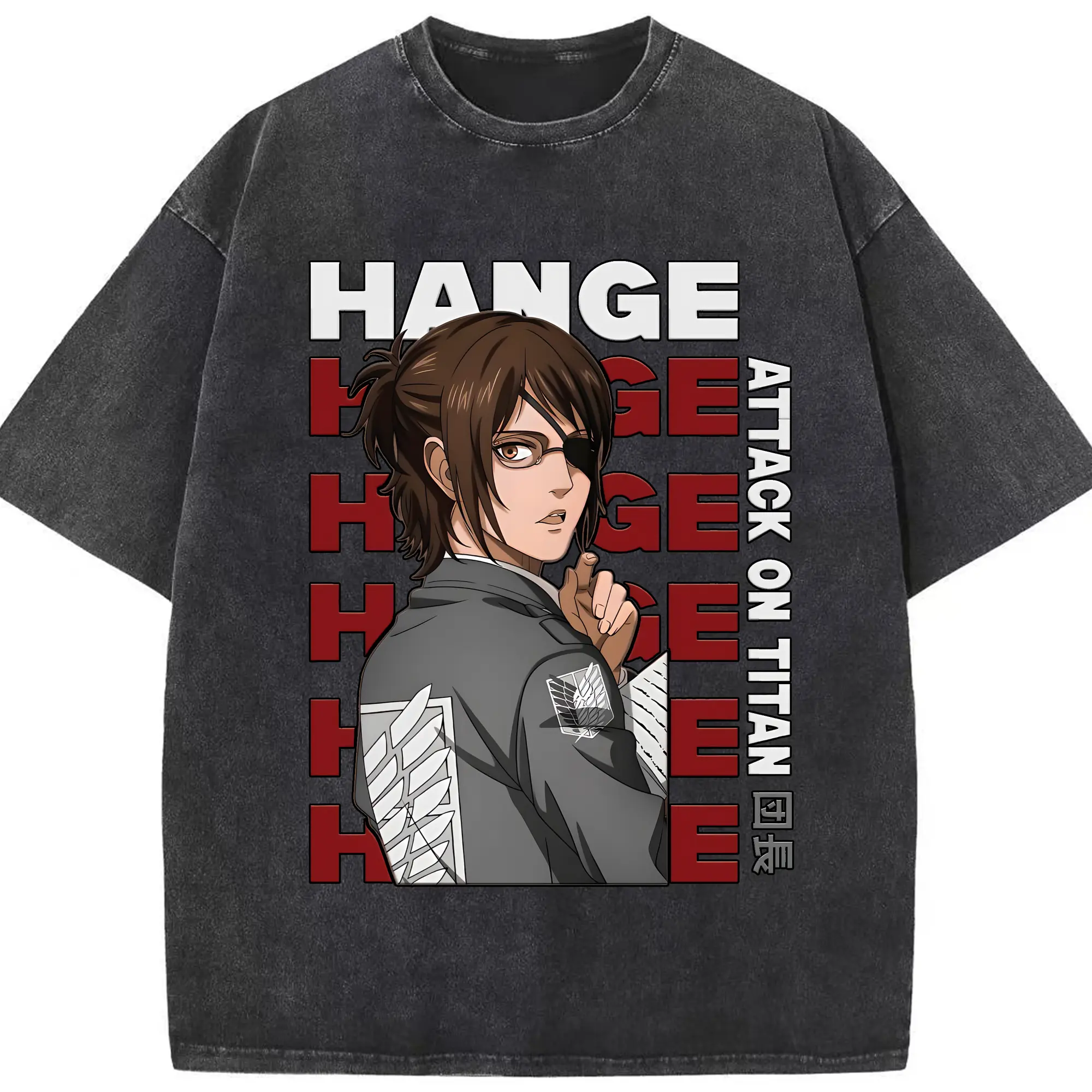進撃の巨人 グッズ ハンジ・ゾエ - 綿100％ ヴィンテージ風 半袖Tシャツ ・ フロントプリント ・ 柔らか肌触り ・ 通気性 快適 ・ スポーツ カジュアル 外出用