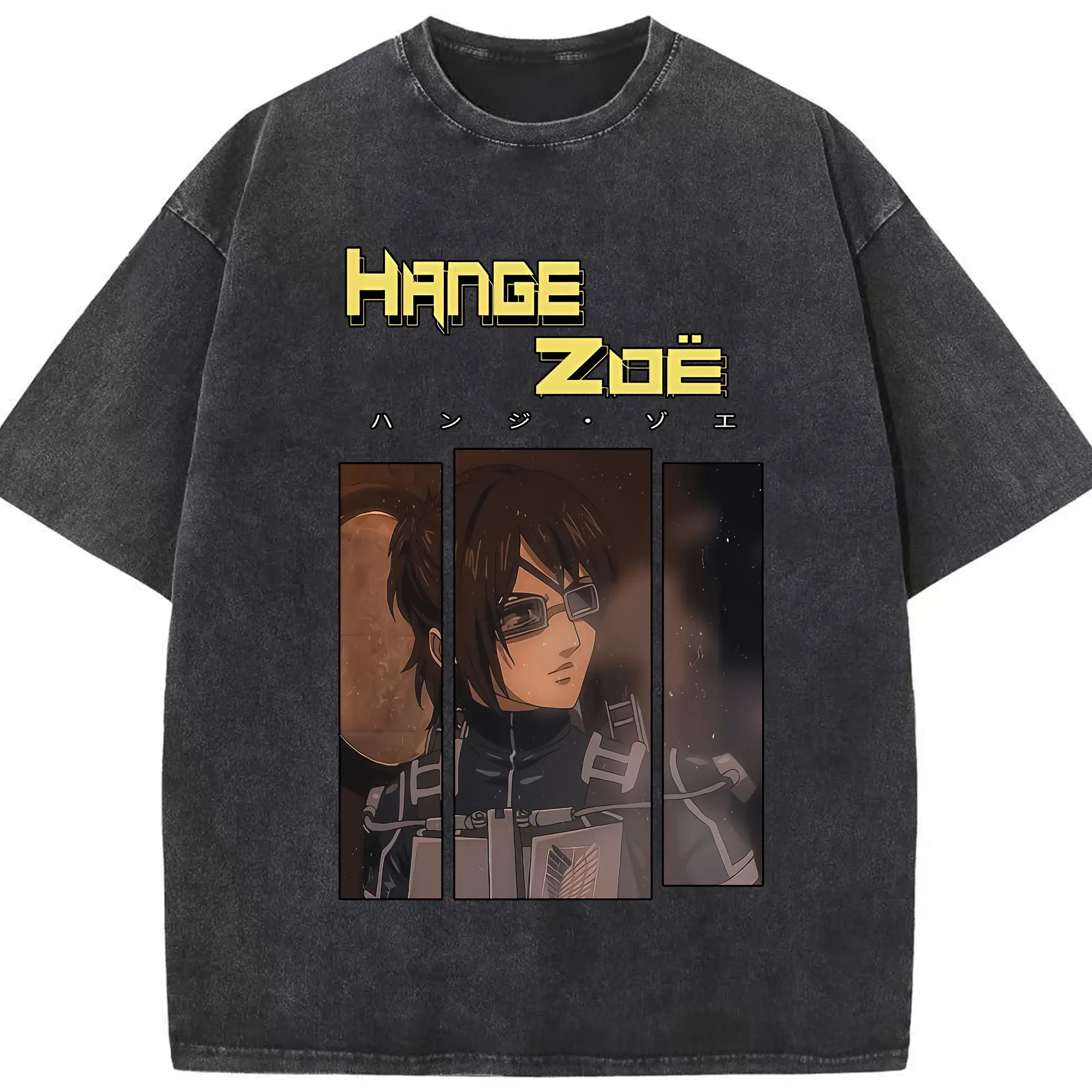 進撃の巨人 グッズ ハンジ・ゾエ - 綿100％ ヴィンテージ風 半袖Tシャツ ・ フロントプリント ・ 柔らか肌触り ・ 通気性 快適 ・ スポーツ カジュアル 外出用