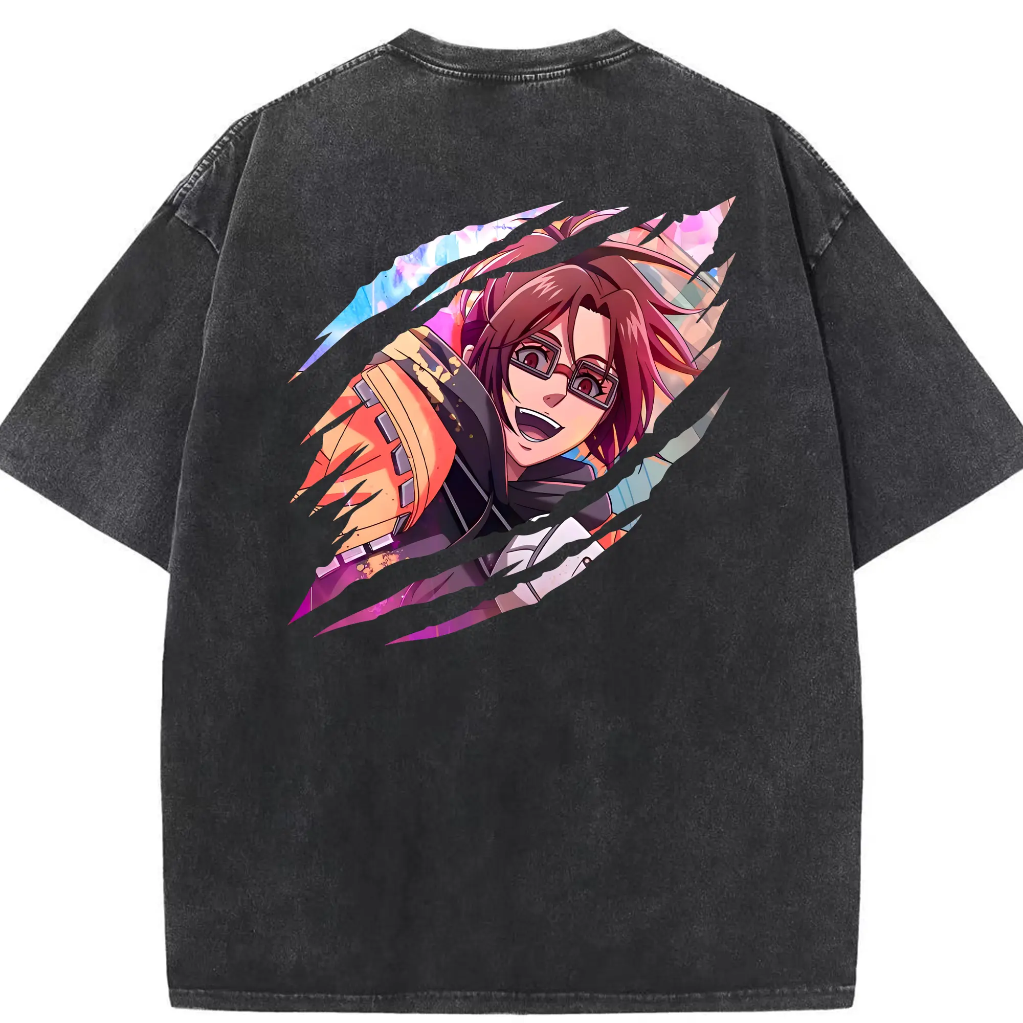 進撃の巨人 グッズ ハンジ・ゾエ - 綿100％ ヴィンテージ風 半袖Tシャツ ・ 背面プリント ・ 柔らか肌触り ・ 通気性 快適 ・ スポーツ カジュアル 外出用