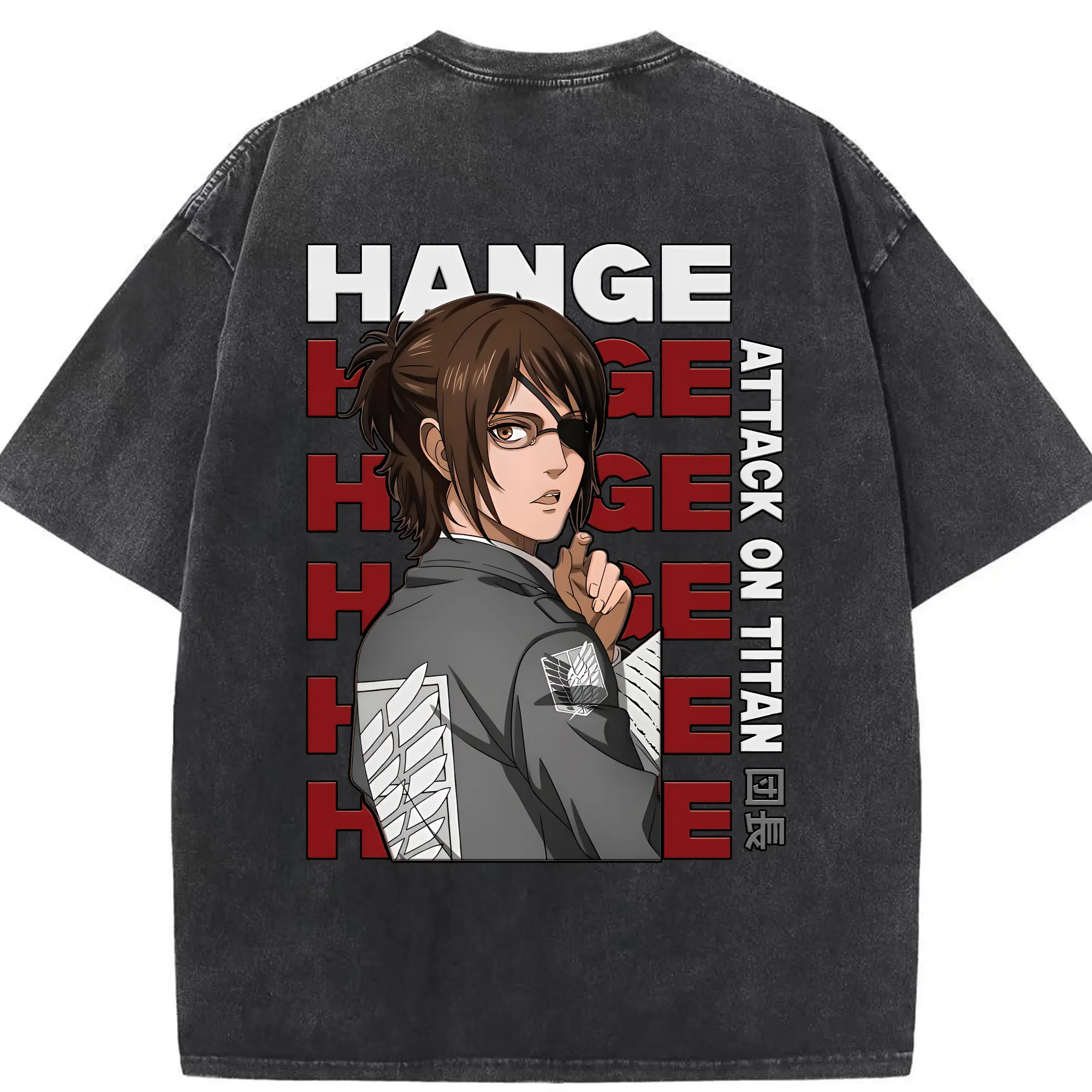 進撃の巨人 グッズ ハンジ・ゾエ - 綿100％ ヴィンテージ風 半袖Tシャツ ・ 背面プリント ・ 柔らか肌触り ・ 通気性 快適 ・ スポーツ カジュアル 外出用