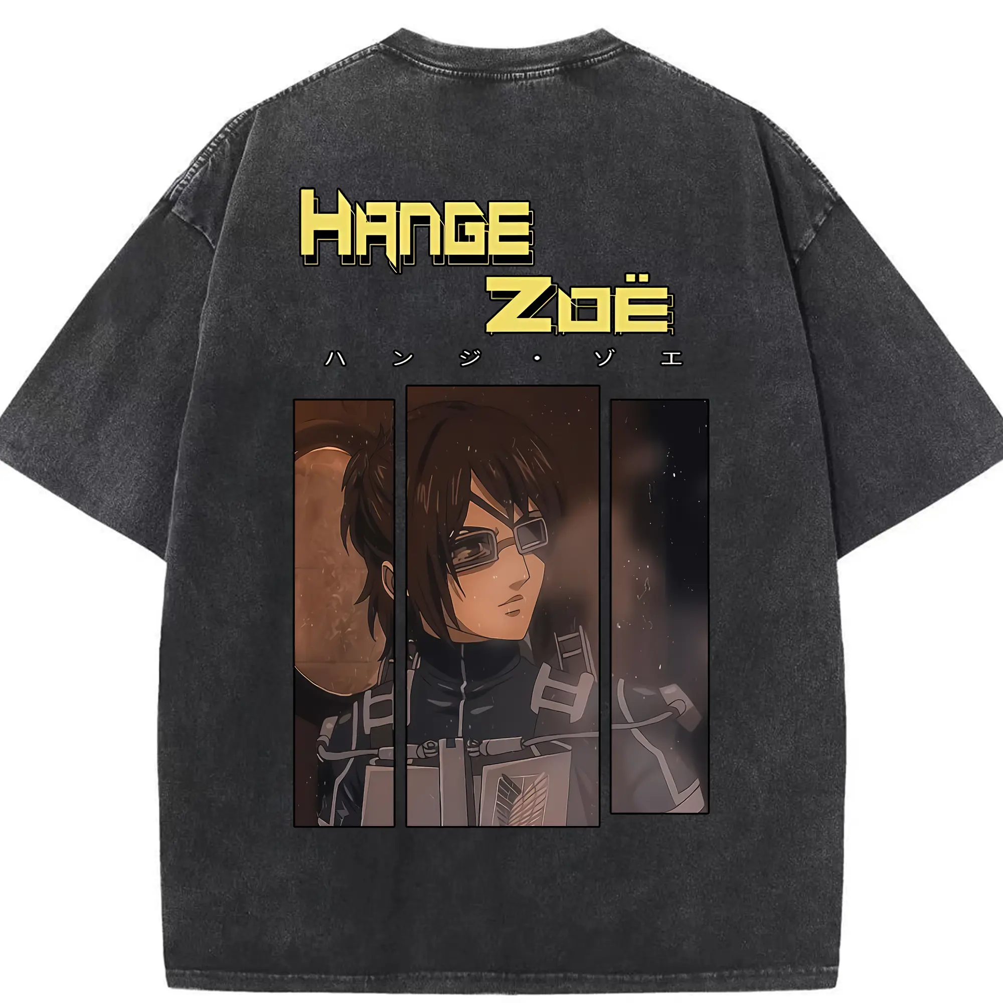 進撃の巨人 グッズ ハンジ・ゾエ - 綿100％ ヴィンテージ風 半袖Tシャツ ・ 背面プリント ・ 柔らか肌触り ・ 通気性 快適 ・ スポーツ カジュアル 外出用