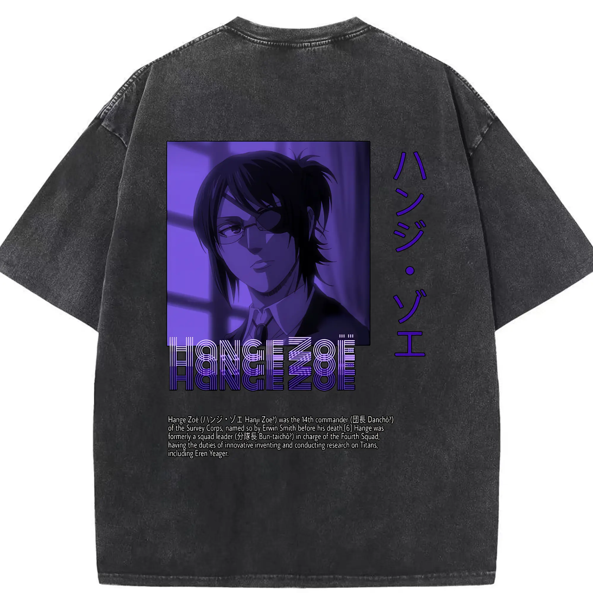 進撃の巨人 グッズ ハンジ・ゾエ - 綿100％ ヴィンテージ風 半袖Tシャツ ・ 背面プリント ・ 柔らか肌触り ・ 通気性 快適 ・ スポーツ カジュアル 外出用