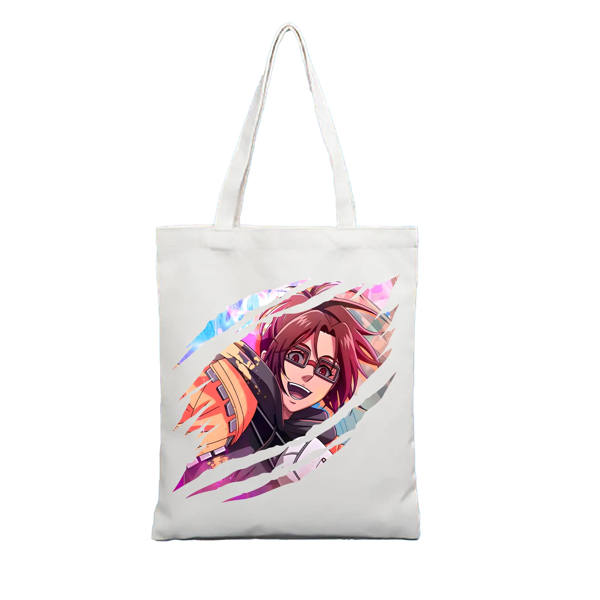 進撃の巨人 グッズ ハンジ・ゾエ - 縦型キャンバス手提げバッグ（トートバッグ） ・ キャンバス素材 ・ ショッピング用 ・ 軽量 丈夫 お手入れ簡単