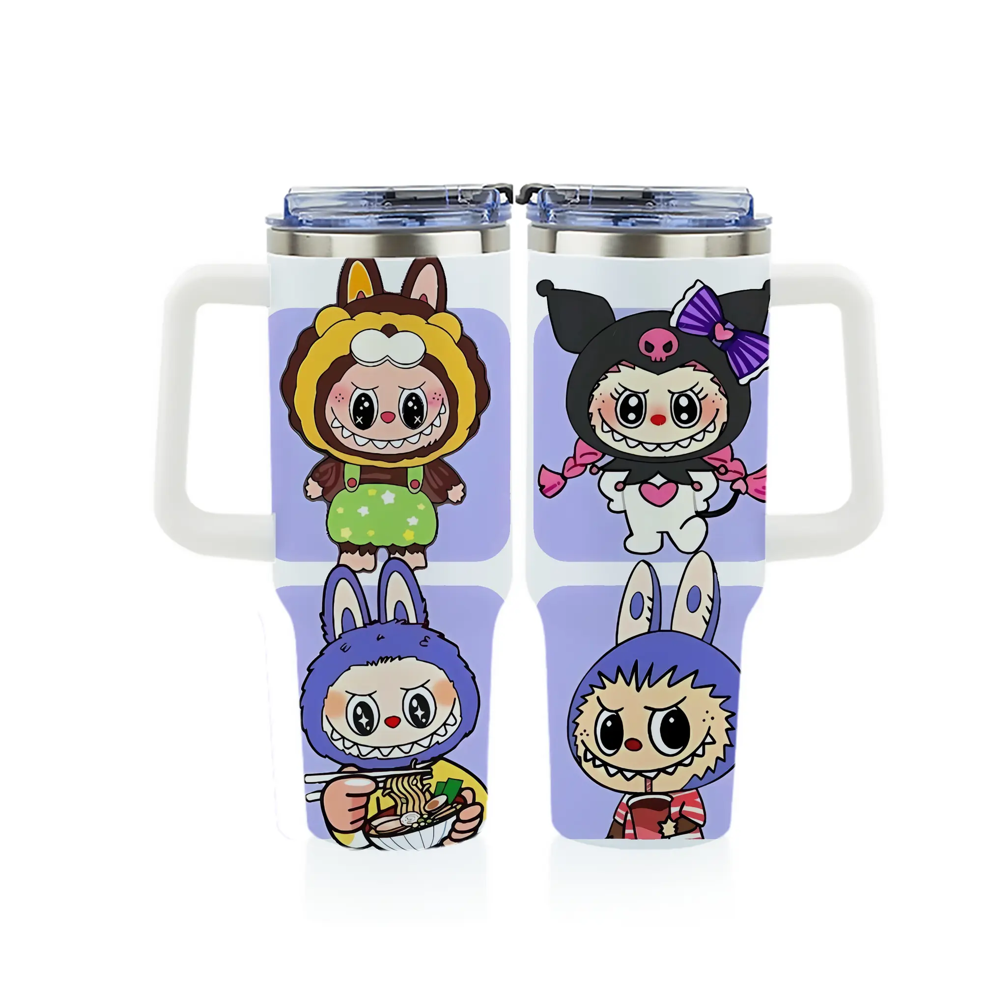 ラブブ グッズ ジモモ - 1200mL フルプリント車用タンブラー ・ 304ステンレス 内側 ・ 201ステンレス 外側 ・ 保温 保冷 ・ 通勤 ドライブ アウトドア用