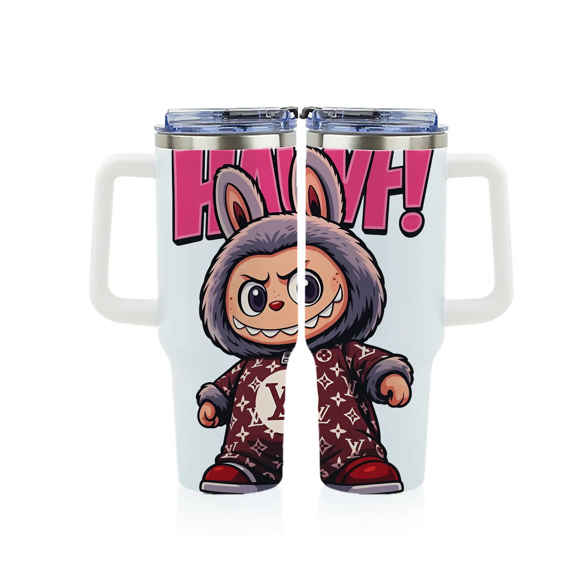 ラブブ グッズ ジモモ - 1200mL フルプリント車用タンブラー ・ 304ステンレス 内側 ・ 201ステンレス 外側 ・ 保温 保冷 ・ 通勤 ドライブ アウトドア用