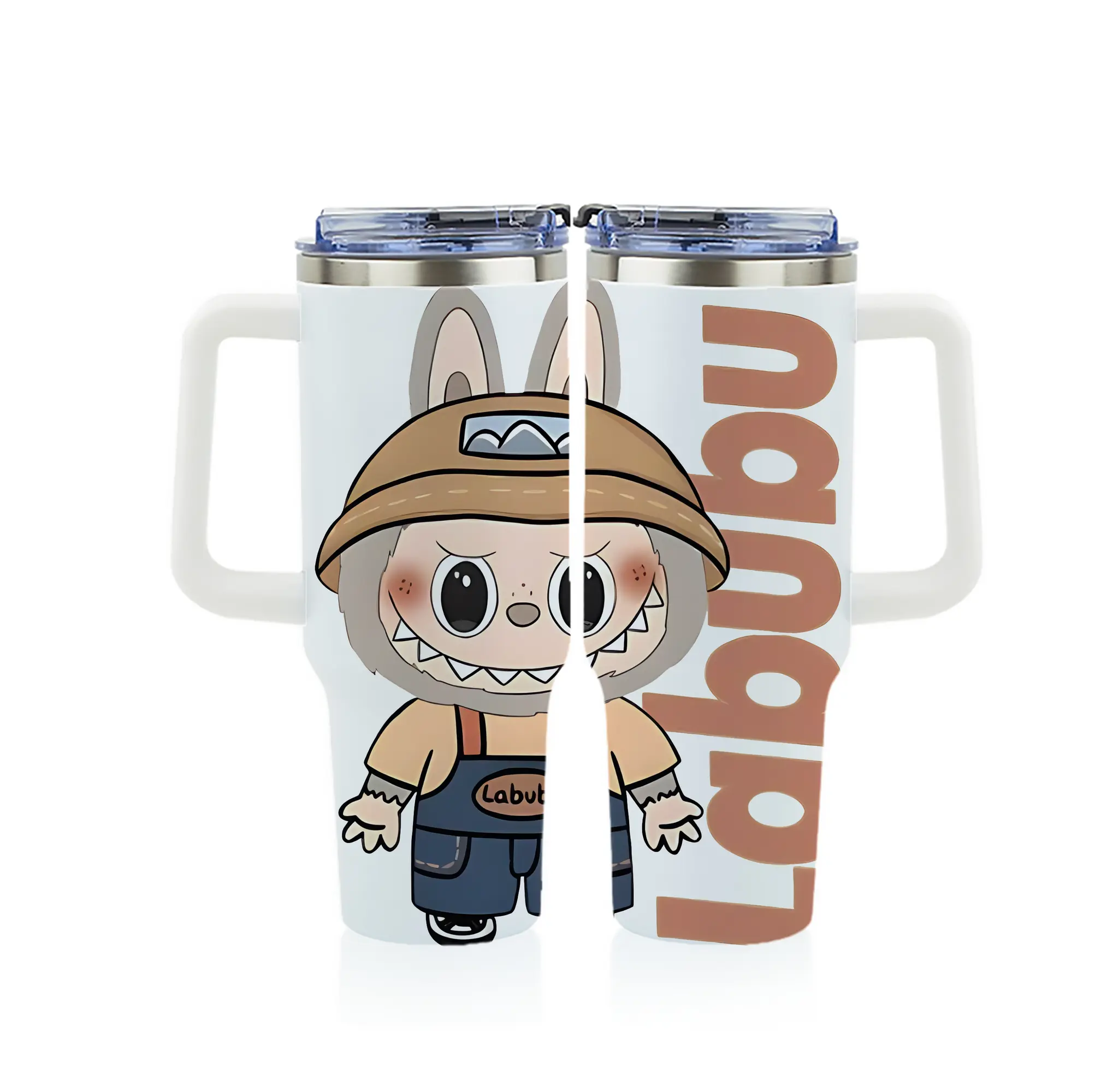 ラブブ グッズ ジモモ - 1200mL フルプリント車用タンブラー ・ 304ステンレス 内側 ・ 201ステンレス 外側 ・ 保温 保冷 ・ 通勤 ドライブ アウトドア用