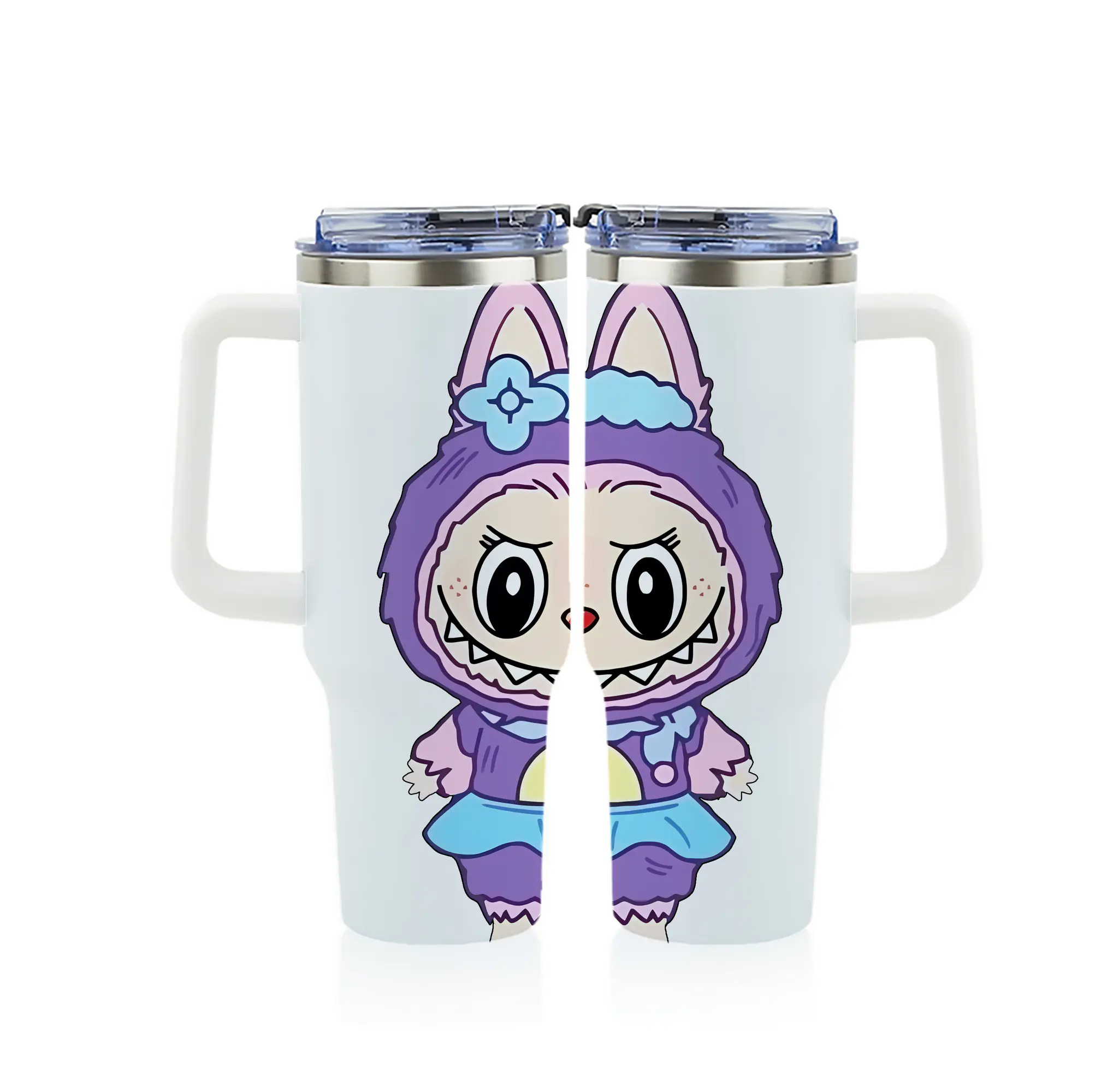 ラブブ グッズ ジモモ - 1200mL フルプリント車用タンブラー ・ 304ステンレス 内側 ・ 201ステンレス 外側 ・ 保温 保冷 ・ 通勤 ドライブ アウトドア用