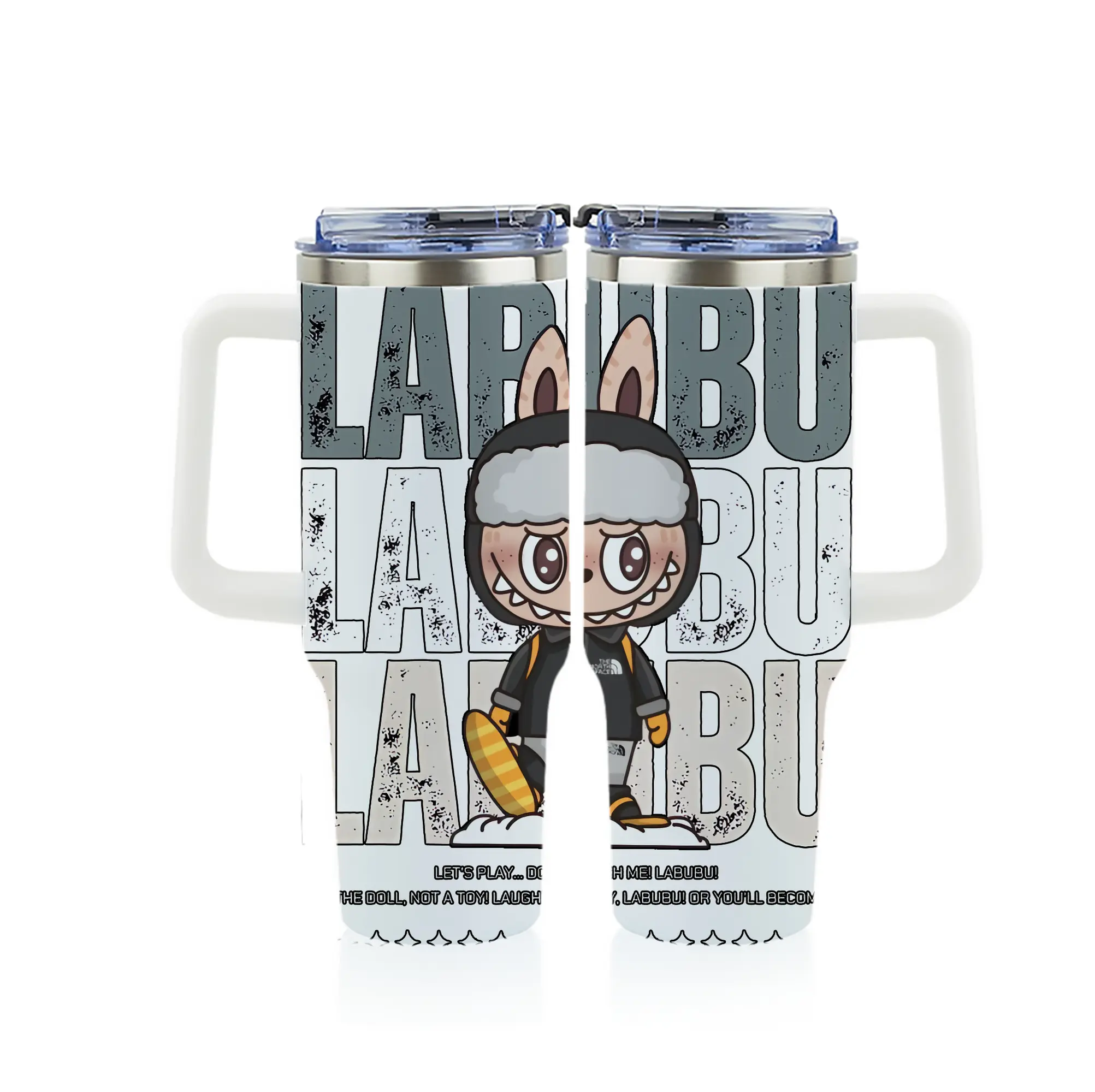 ラブブ グッズ ジモモ - 1200mL フルプリント車用タンブラー ・ 304ステンレス 内側 ・ 201ステンレス 外側 ・ 保温 保冷 ・ 通勤 ドライブ アウトドア用