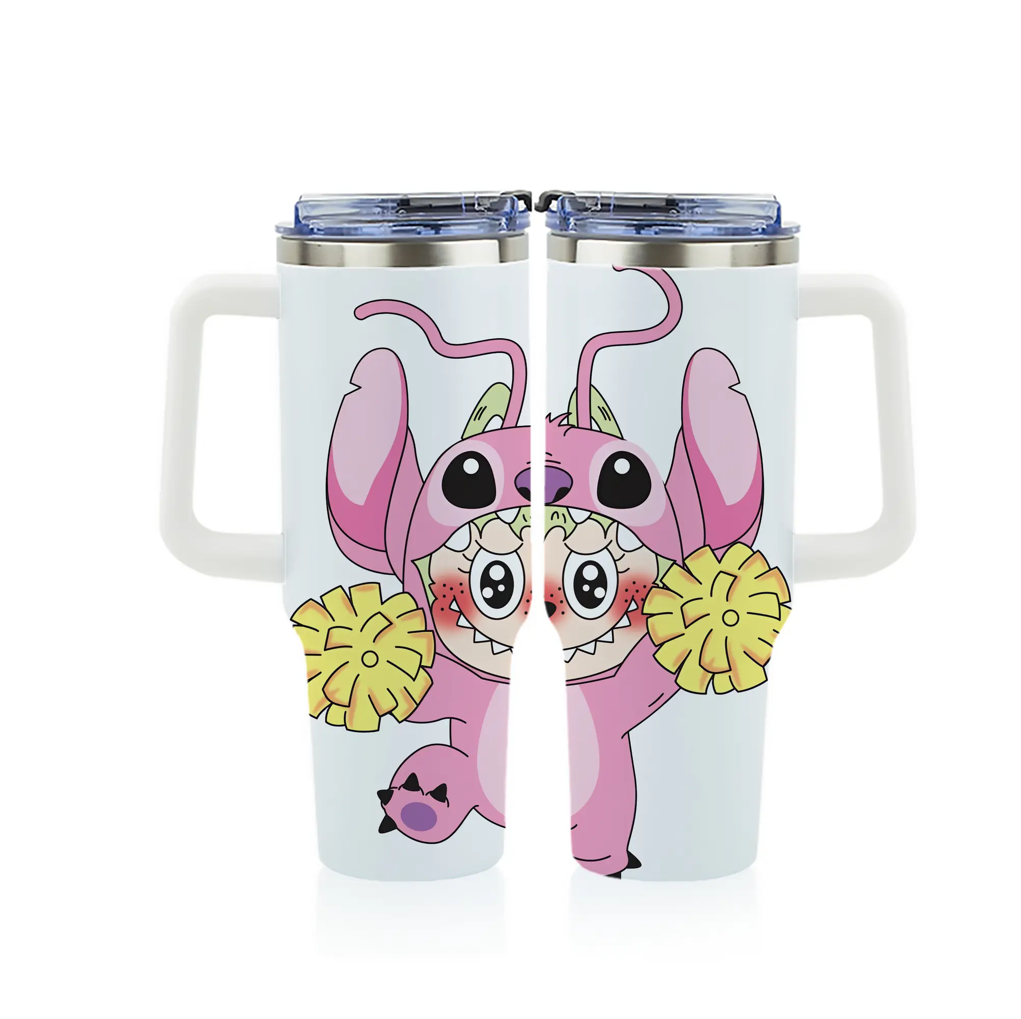 ラブブ グッズ ジモモ - 1200mL フルプリント車用タンブラー ・ 304ステンレス 内側 ・ 201ステンレス 外側 ・ 保温 保冷 ・ 通勤 ドライブ アウトドア用