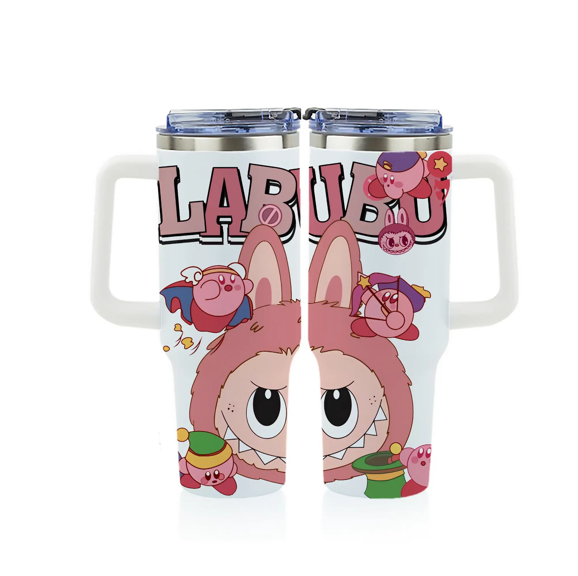 ラブブ グッズ ジモモ - 1200mL フルプリント車用タンブラー ・ 304ステンレス 内側 ・ 201ステンレス 外側 ・ 保温 保冷 ・ 通勤 ドライブ アウトドア用