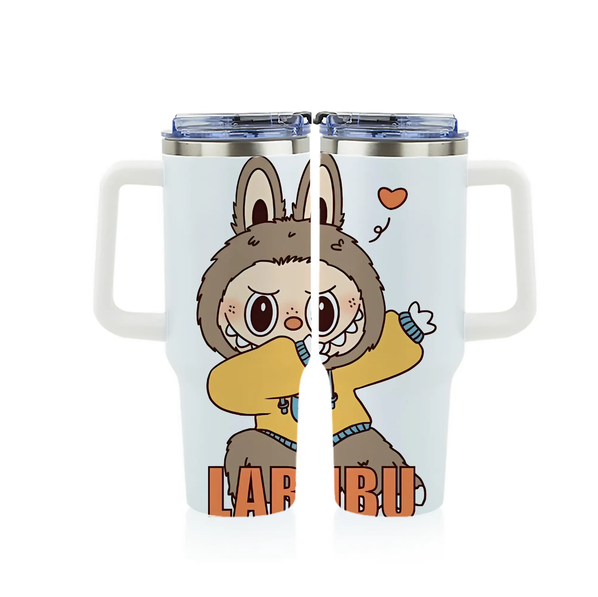 ラブブ グッズ ジモモ - 1200mL フルプリント車用タンブラー ・ 304ステンレス 内側 ・ 201ステンレス 外側 ・ 保温 保冷 ・ 通勤 ドライブ アウトドア用