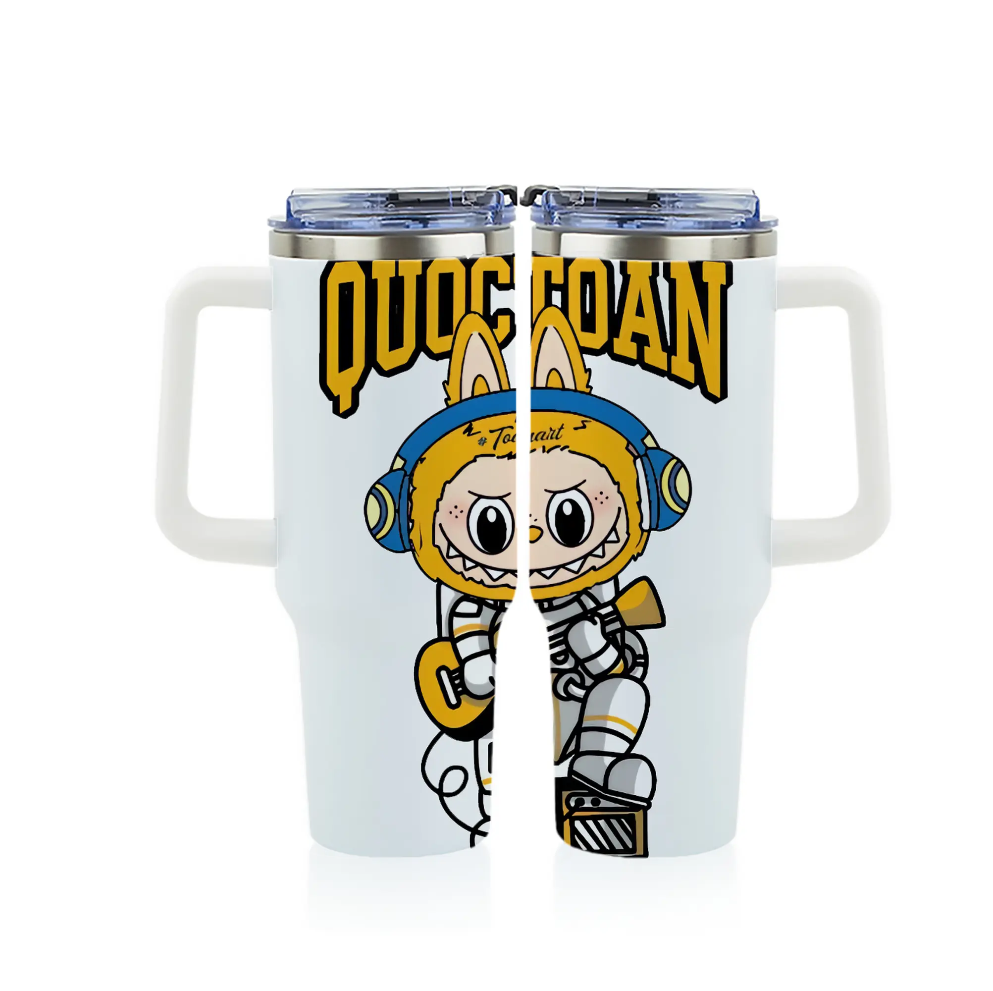 ラブブ グッズ ジモモ - 1200mL フルプリント車用タンブラー ・ 304ステンレス 内側 ・ 201ステンレス 外側 ・ 保温 保冷 ・ 通勤 ドライブ アウトドア用