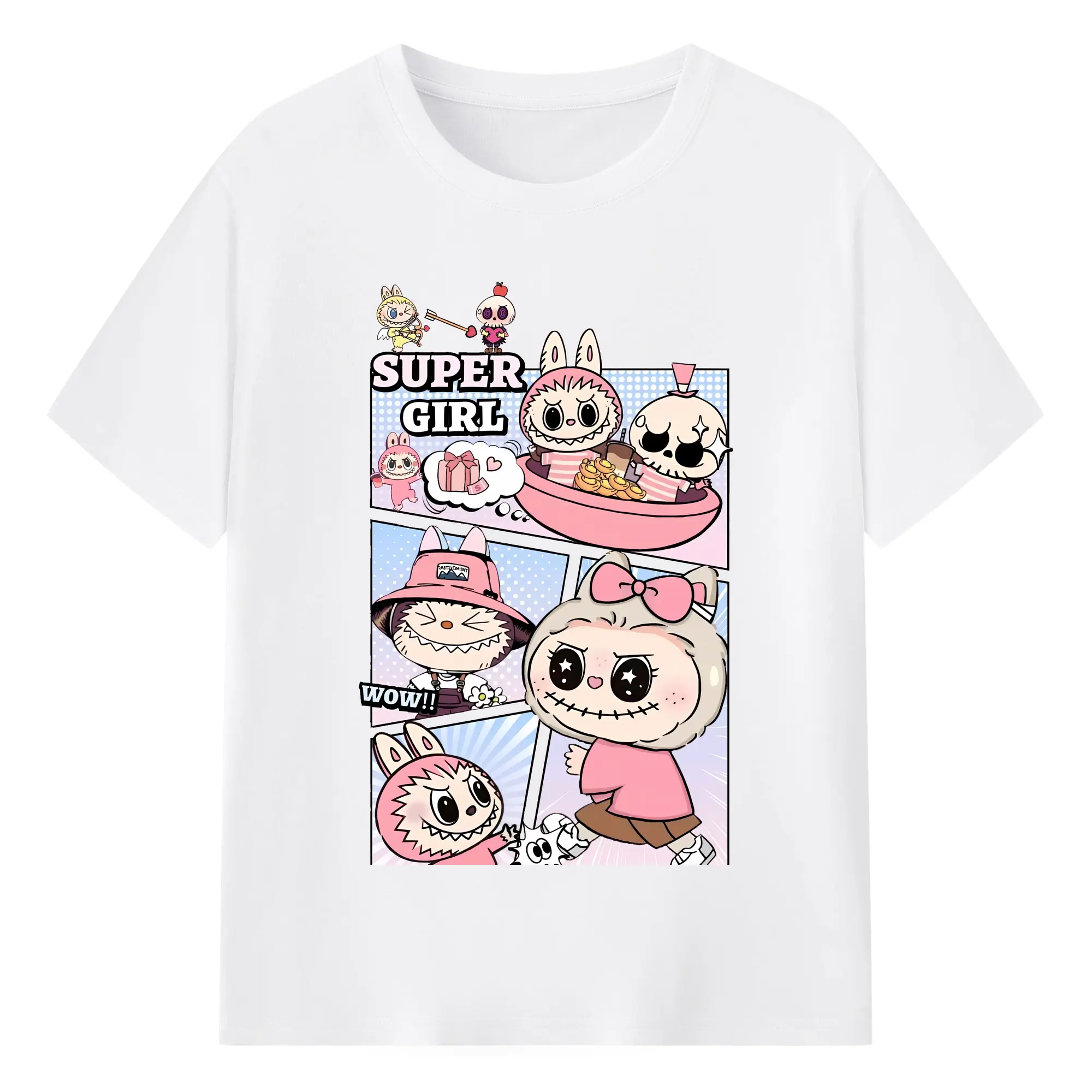 ラブブ グッズ ジモモ - 綿100％ 半袖Tシャツ ・ フロントプリント ・ 快適 通気性 ・ 日常使い 散歩 スポーツ用