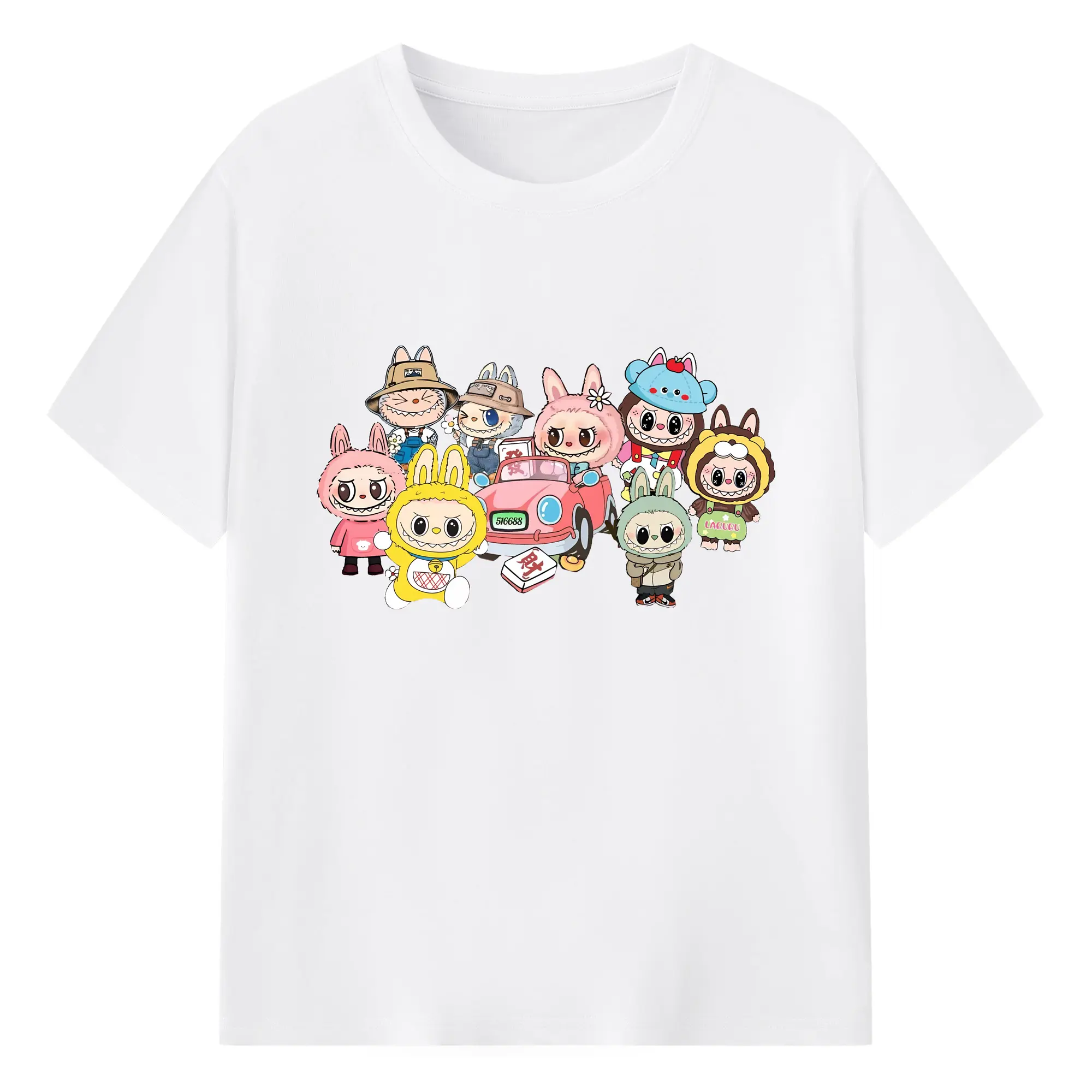 ラブブ グッズ ジモモ - 綿100％ 半袖Tシャツ ・ フロントプリント ・ 快適 通気性 ・ 日常使い 散歩 スポーツ用