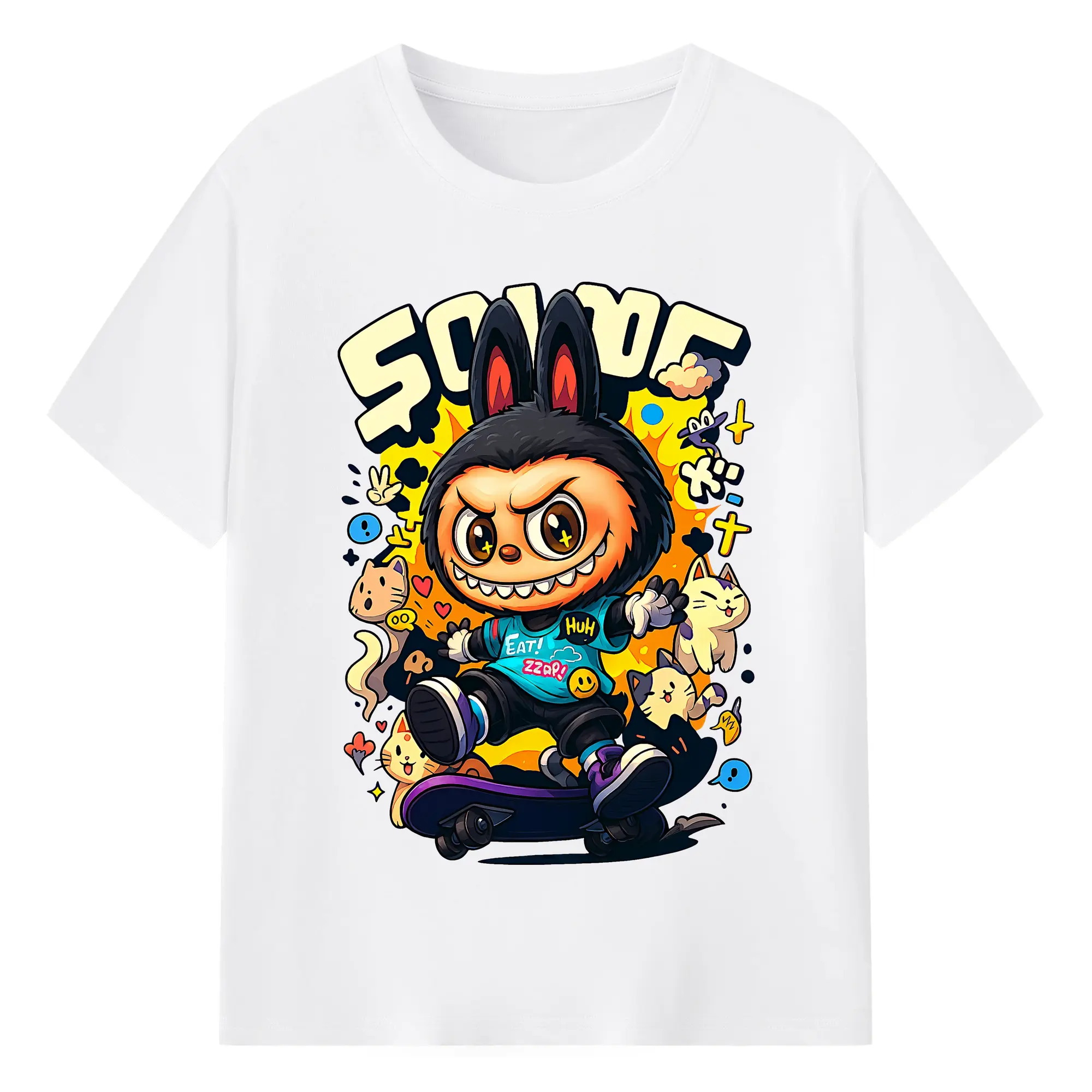 ラブブ グッズ ジモモ - 綿100％ 半袖Tシャツ ・ フロントプリント ・ 快適 通気性 ・ 日常使い 散歩 スポーツ用