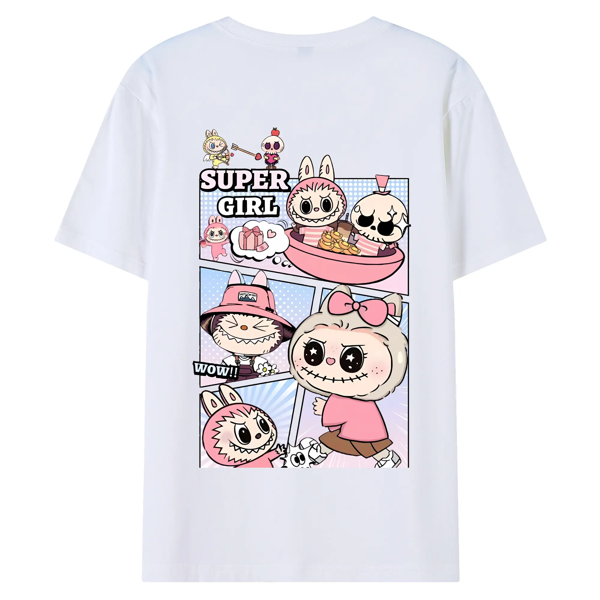 ラブブ グッズ ジモモ - 綿100％ 半袖Tシャツ ・ バックプリント ・ 快適 通気性 ・ 日常使い 散歩 スポーツ用