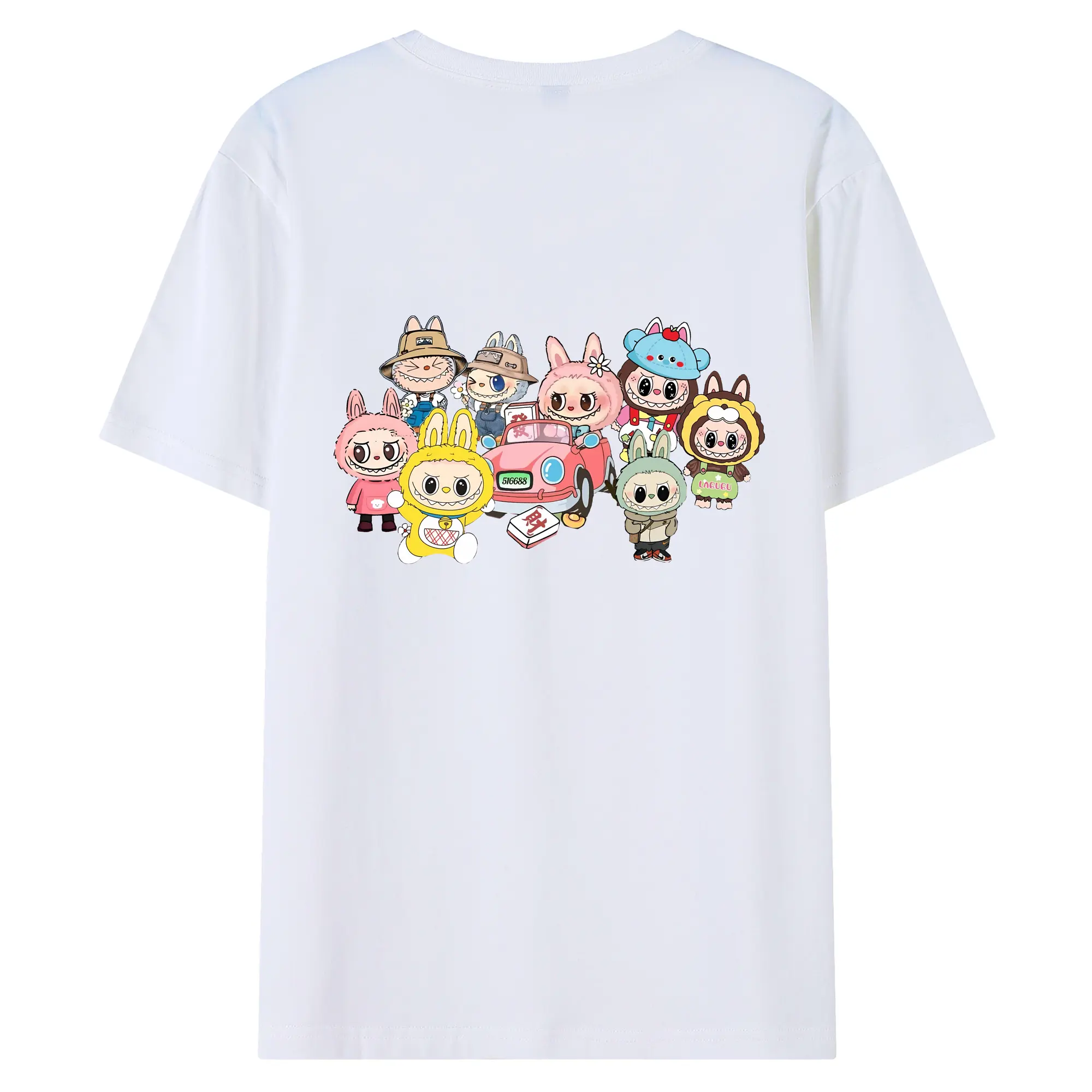 ラブブ グッズ ジモモ - 綿100％ 半袖Tシャツ ・ バックプリント ・ 快適 通気性 ・ 日常使い 散歩 スポーツ用