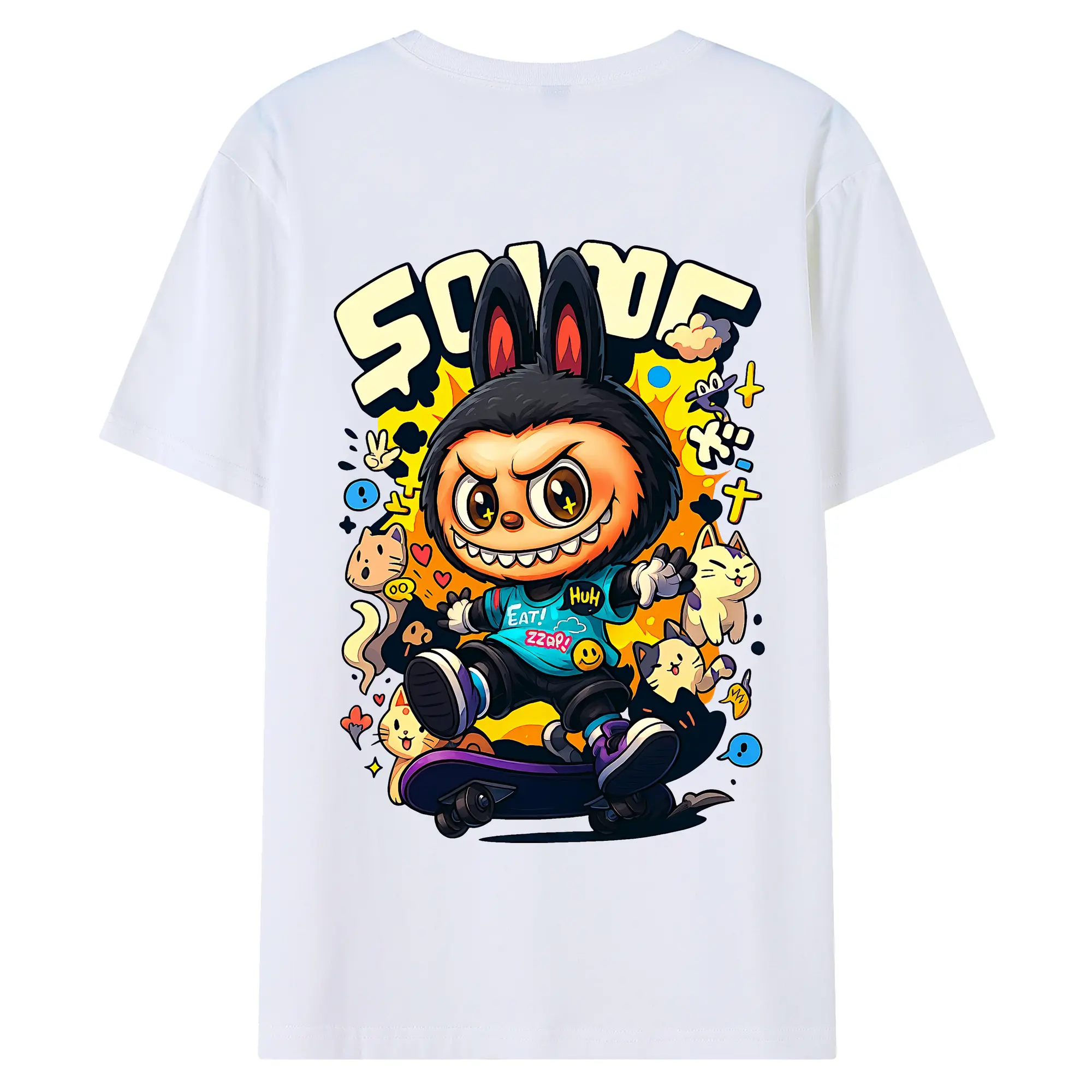 ラブブ グッズ ジモモ - 綿100％ 半袖Tシャツ ・ バックプリント ・ 快適 通気性 ・ 日常使い 散歩 スポーツ用