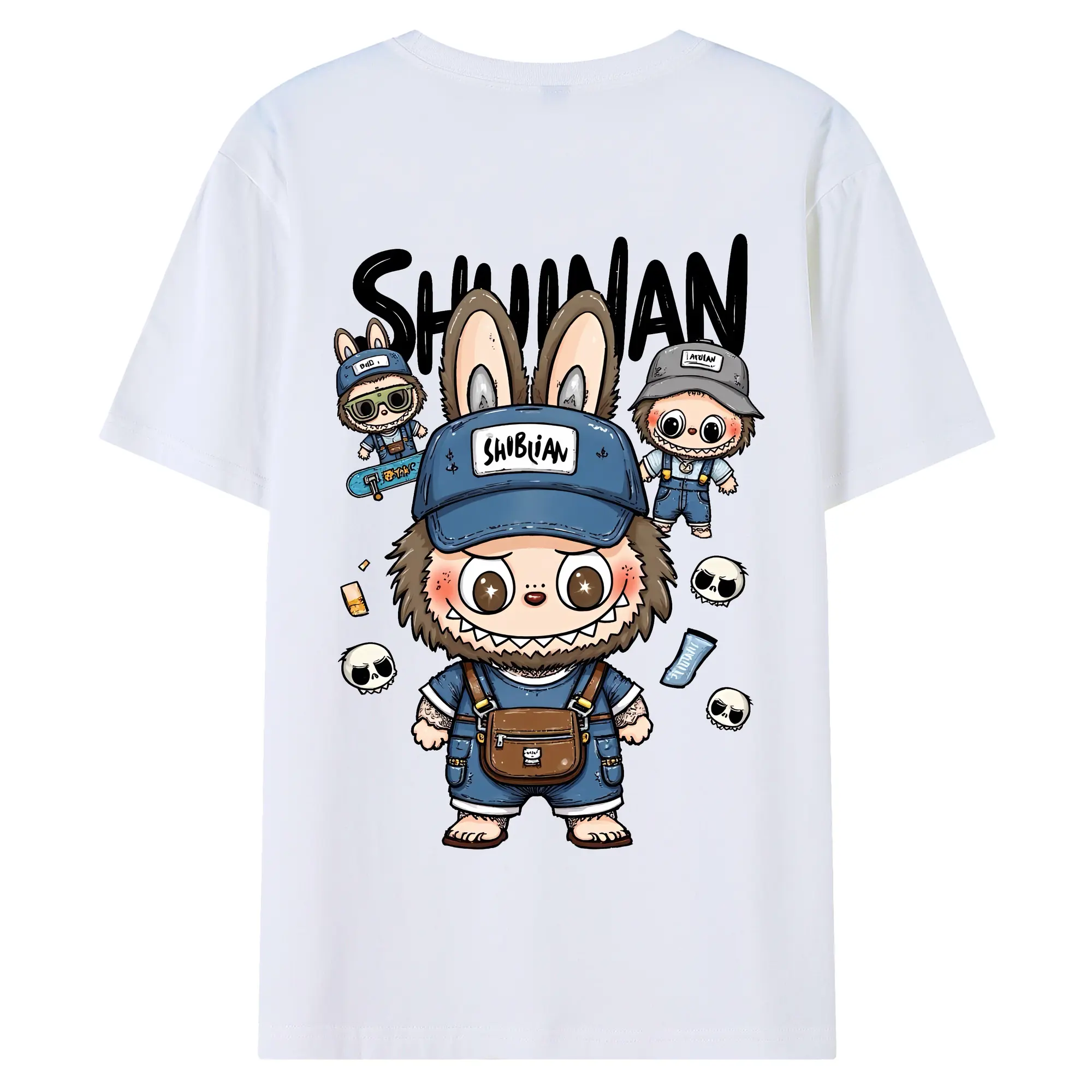 ラブブ グッズ ジモモ - 綿100％ 半袖Tシャツ ・ バックプリント ・ 快適 通気性 ・ 日常使い 散歩 スポーツ用