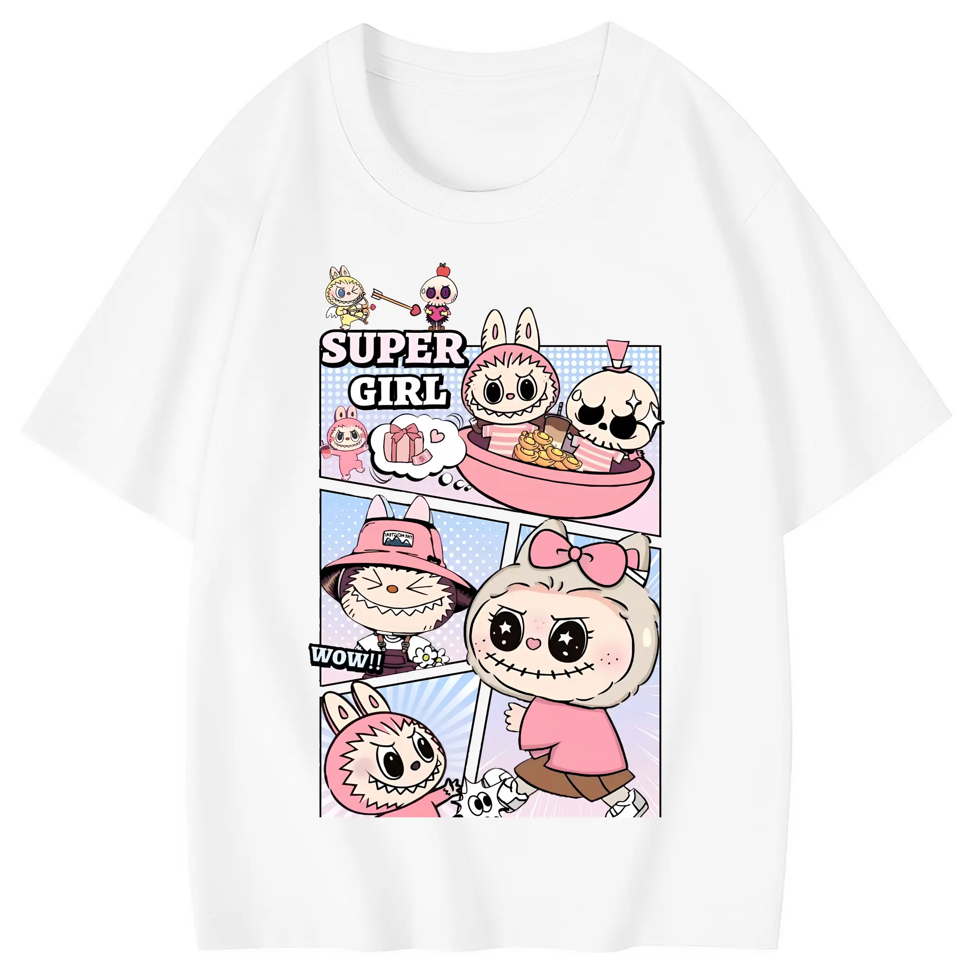 ラブブ グッズ ジモモ - 綿100％ キッズTシャツ ・ フロントプリント ・ 快適 通気性 ・ スポーツ カジュアル 散歩用