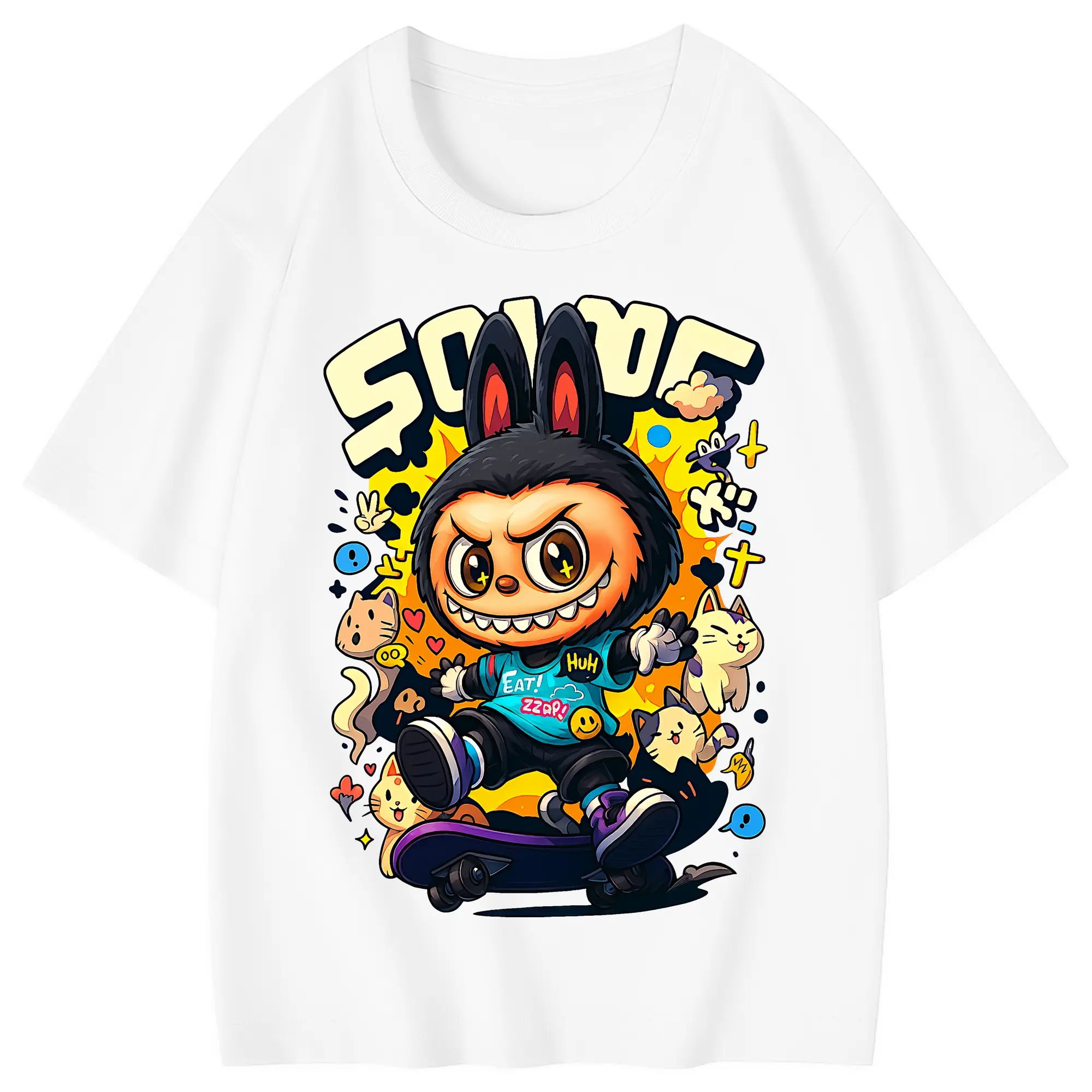 ラブブ グッズ ジモモ - 綿100％ キッズTシャツ ・ フロントプリント ・ 快適 通気性 ・ スポーツ カジュアル 散歩用