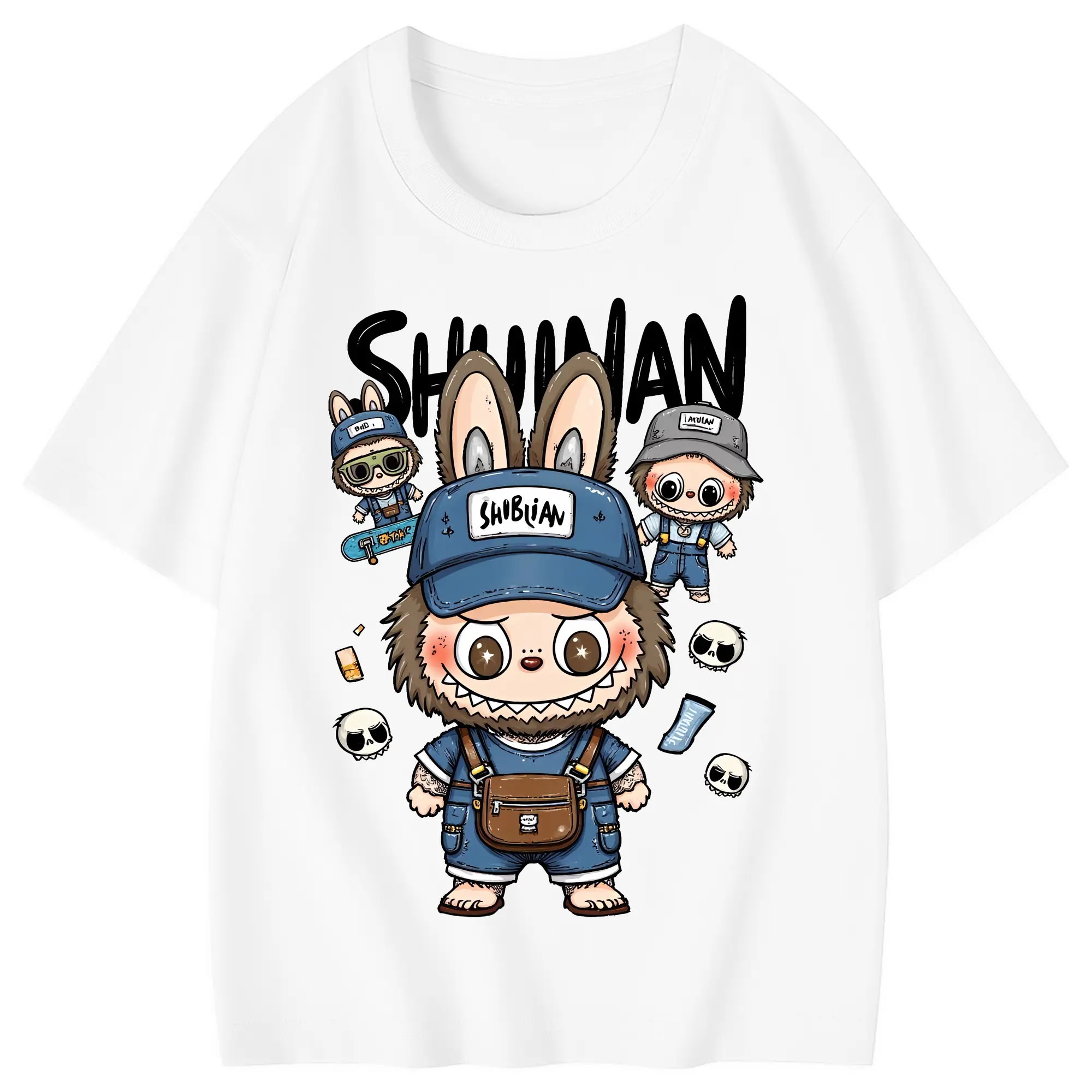 ラブブ グッズ ジモモ - 綿100％ キッズTシャツ ・ フロントプリント ・ 快適 通気性 ・ スポーツ カジュアル 散歩用