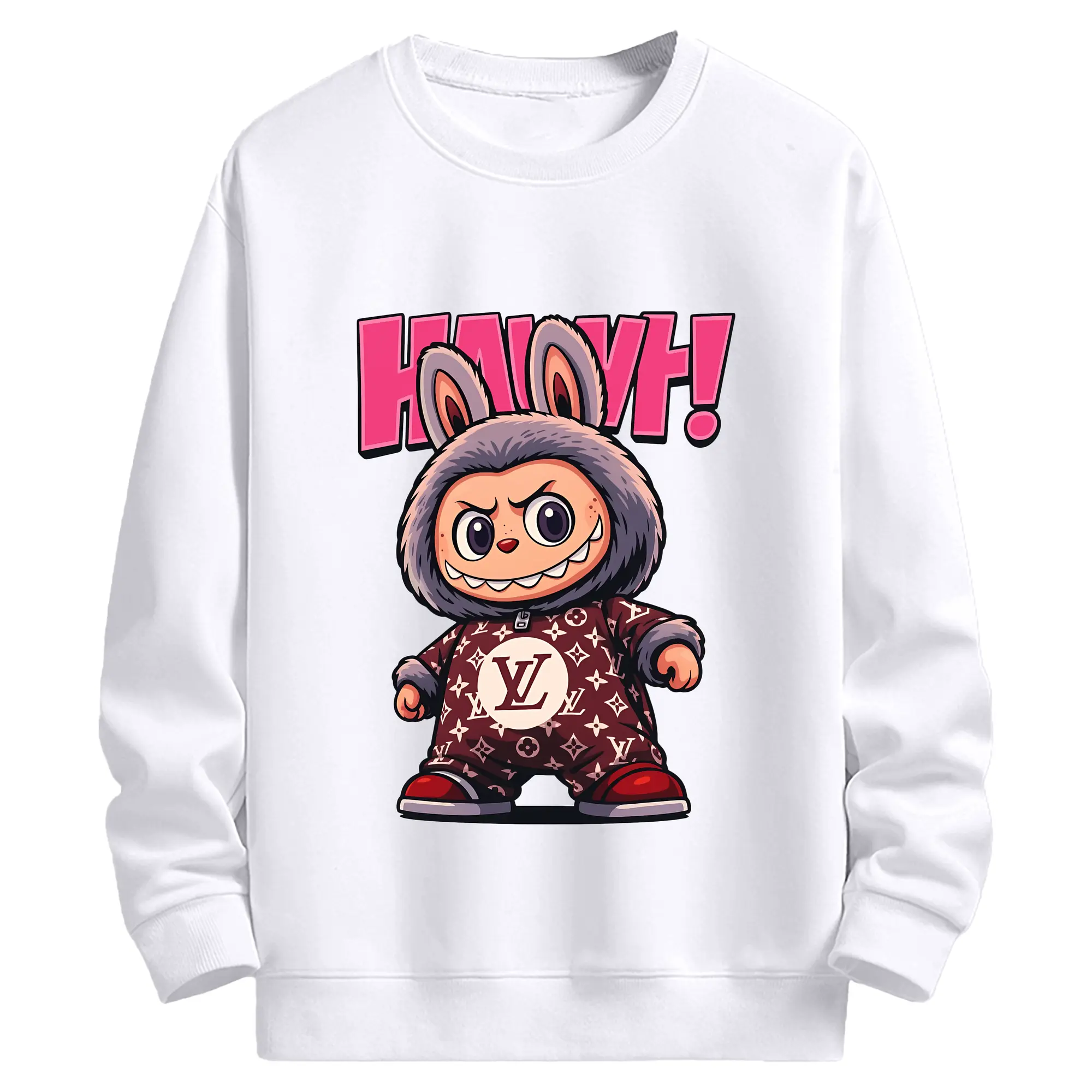 ラブブ グッズ ジモモ - 高品質 クルーネック スウェット ・ コットン59％ ポリエステル41％ ・ ユニセックス 長袖 トレーナー ・ カジュアル デイリー スポーツ 散歩用