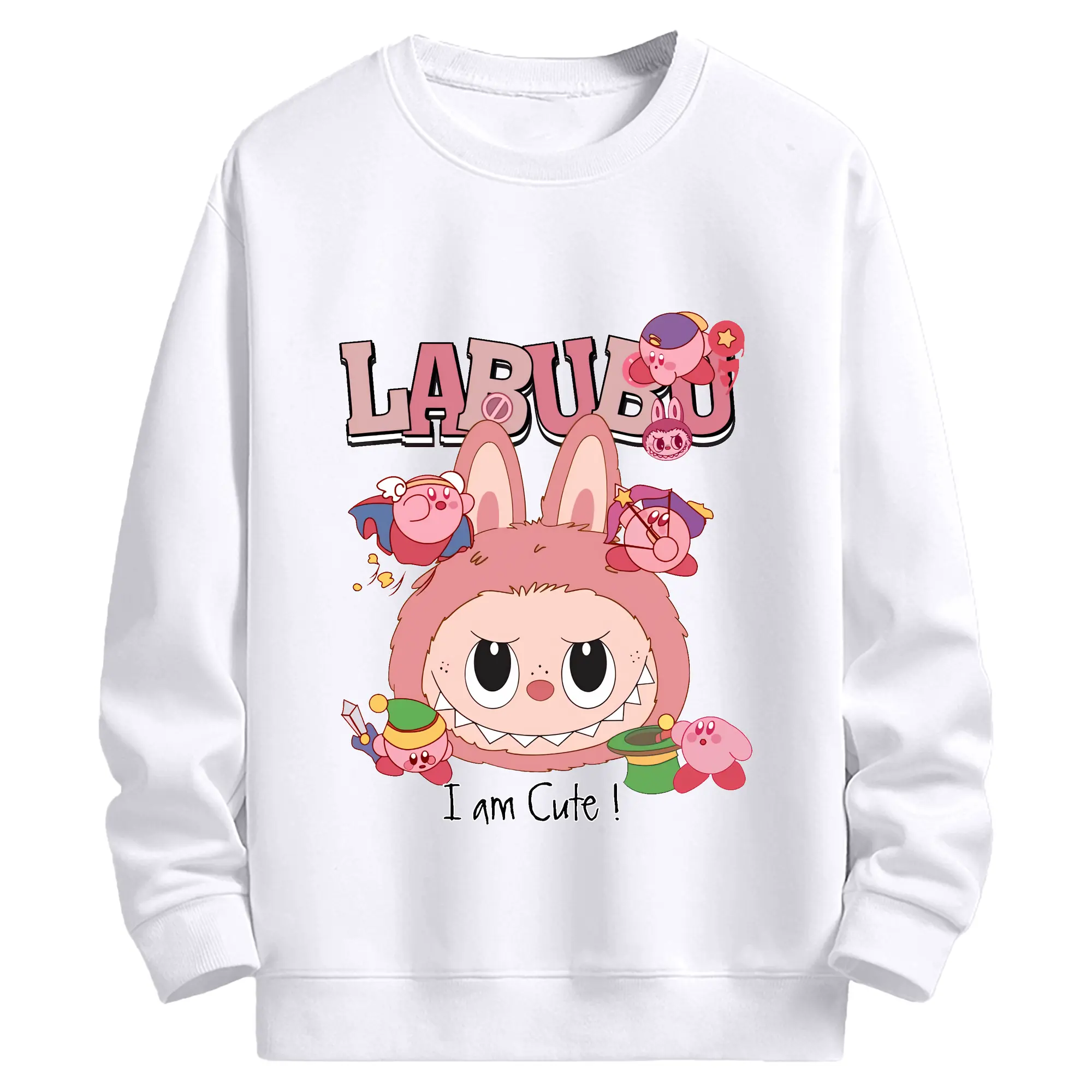 ラブブ グッズ ジモモ - 高品質 クルーネック スウェット ・ コットン59％ ポリエステル41％ ・ ユニセックス 長袖 トレーナー ・ カジュアル デイリー スポーツ 散歩用