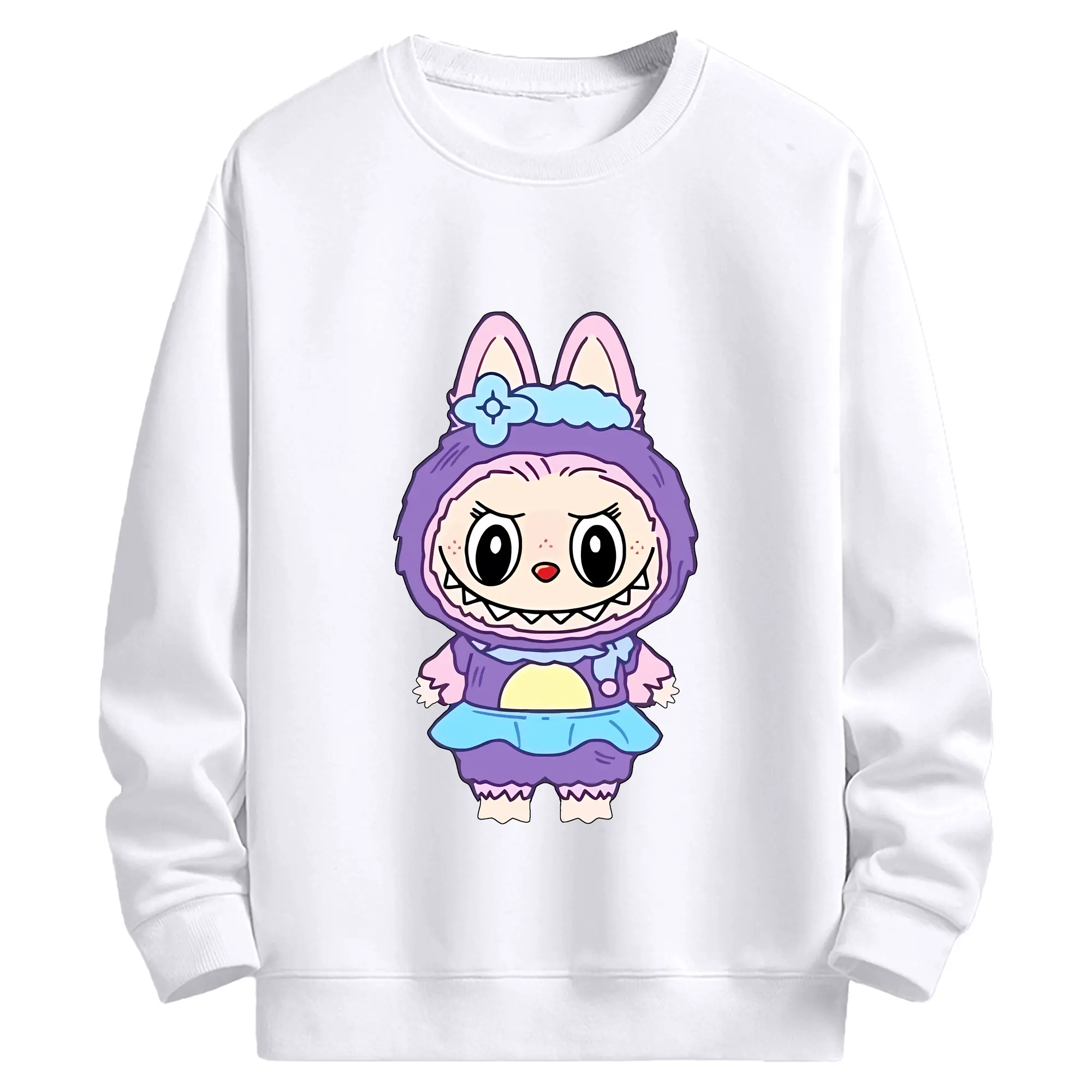 ラブブ グッズ ジモモ - 高品質 クルーネック スウェット ・ コットン59％ ポリエステル41％ ・ ユニセックス 長袖 トレーナー ・ カジュアル デイリー スポーツ 散歩用