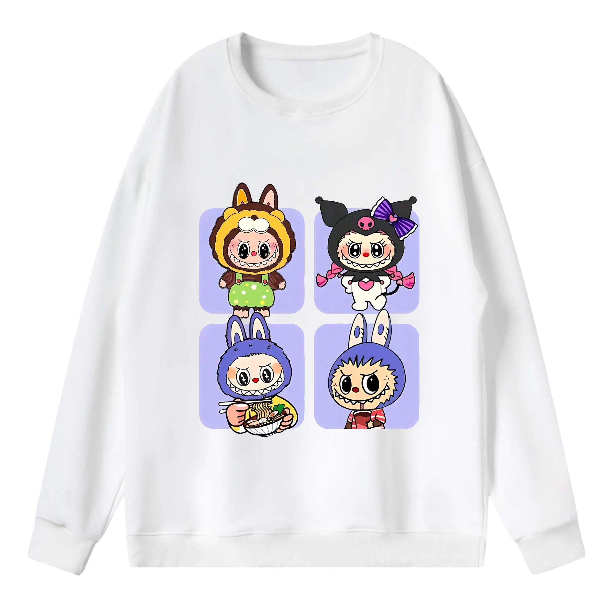 ラブブ グッズ ジモモ - 薄手 クルーネック スウェット 裏毛260g · ポリエステル 春秋向け カジュアル 男女兼用 · トレーナー デイリー スポーツ 散歩に最適