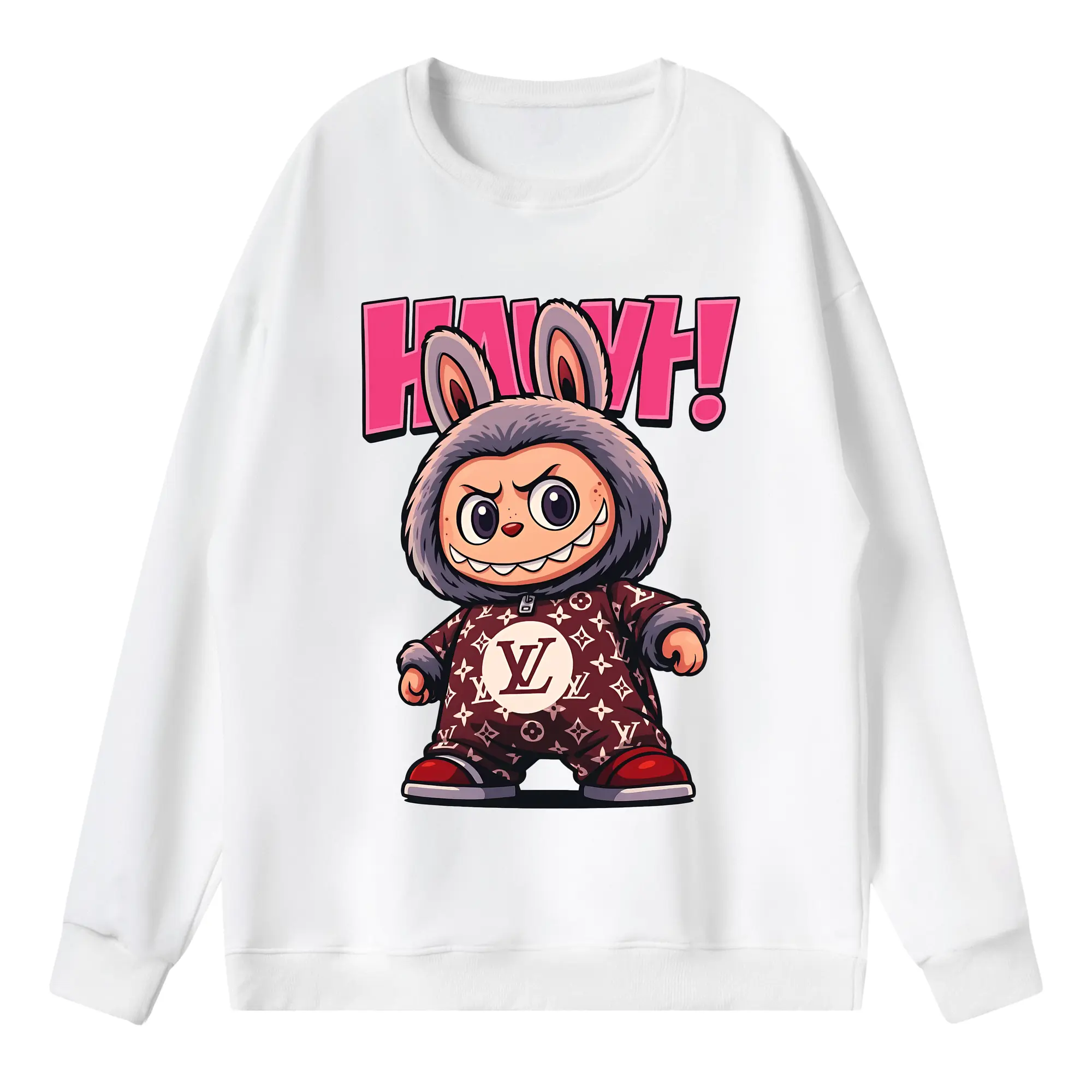 ラブブ グッズ ジモモ - 薄手 クルーネック スウェット 裏毛260g · ポリエステル 春秋向け カジュアル 男女兼用 · トレーナー デイリー スポーツ 散歩に最適