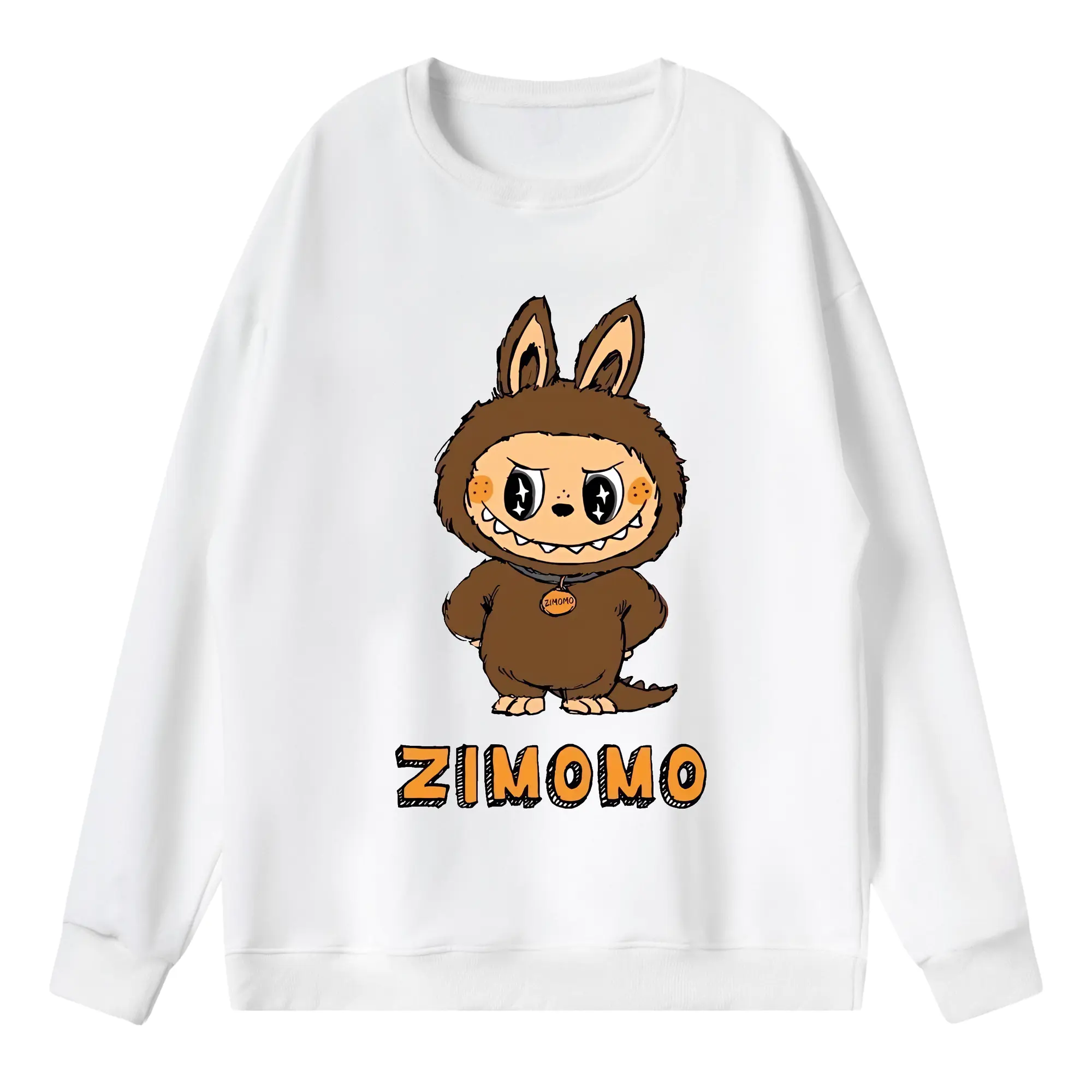 ラブブ グッズ ジモモ - 薄手 クルーネック スウェット 裏毛260g · ポリエステル 春秋向け カジュアル 男女兼用 · トレーナー デイリー スポーツ 散歩に最適