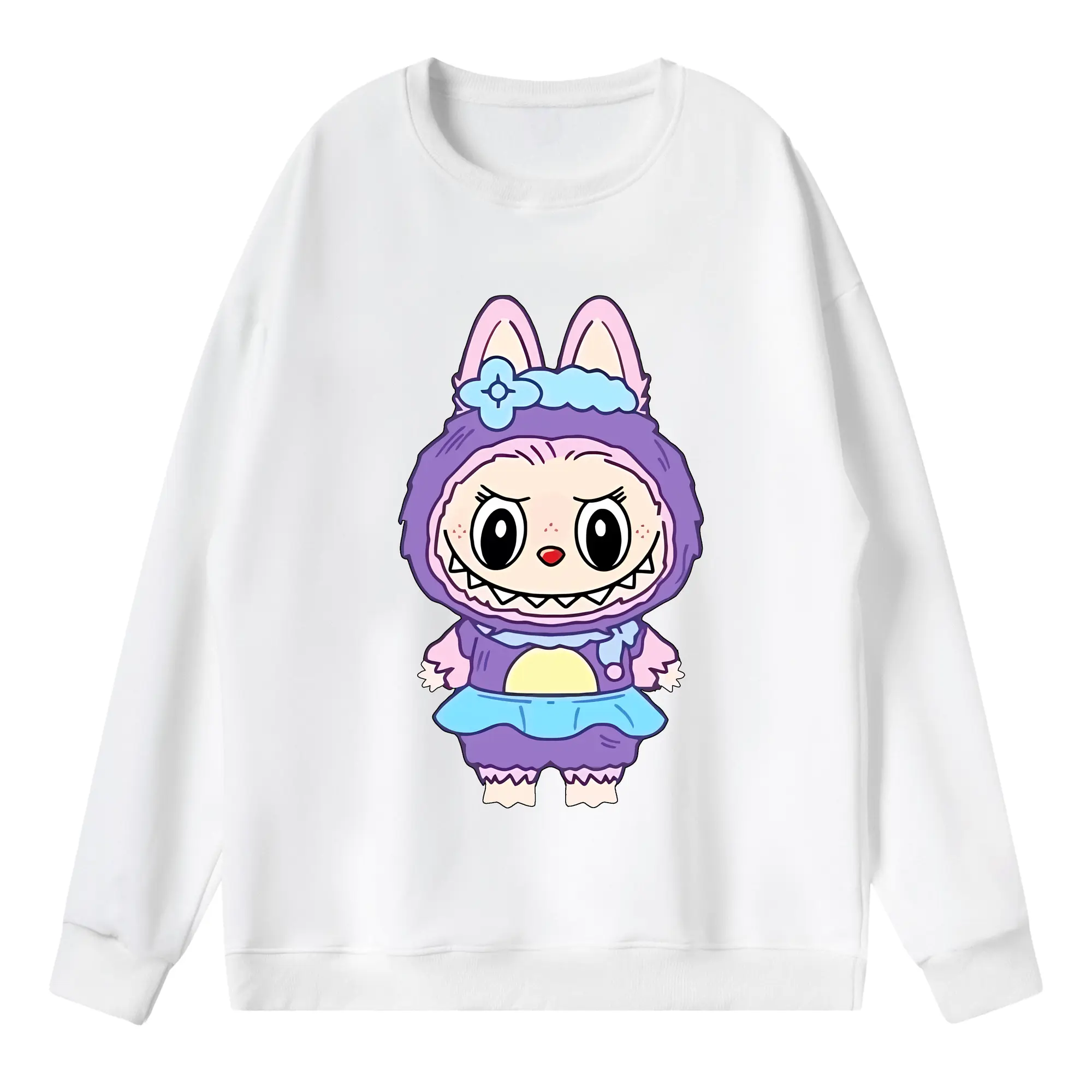 ラブブ グッズ ジモモ - 薄手 クルーネック スウェット 裏毛260g · ポリエステル 春秋向け カジュアル 男女兼用 · トレーナー デイリー スポーツ 散歩に最適