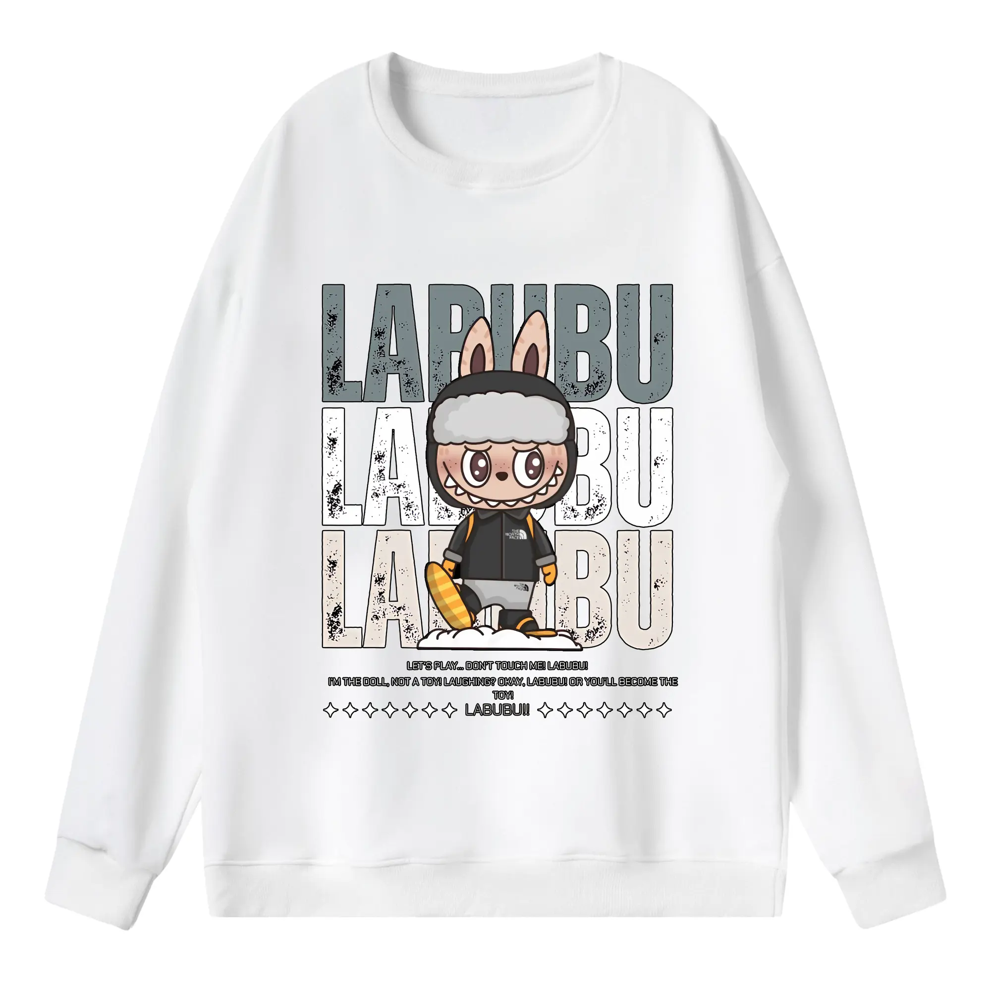 ラブブ グッズ ジモモ - 薄手 クルーネック スウェット 裏毛260g · ポリエステル 春秋向け カジュアル 男女兼用 · トレーナー デイリー スポーツ 散歩に最適