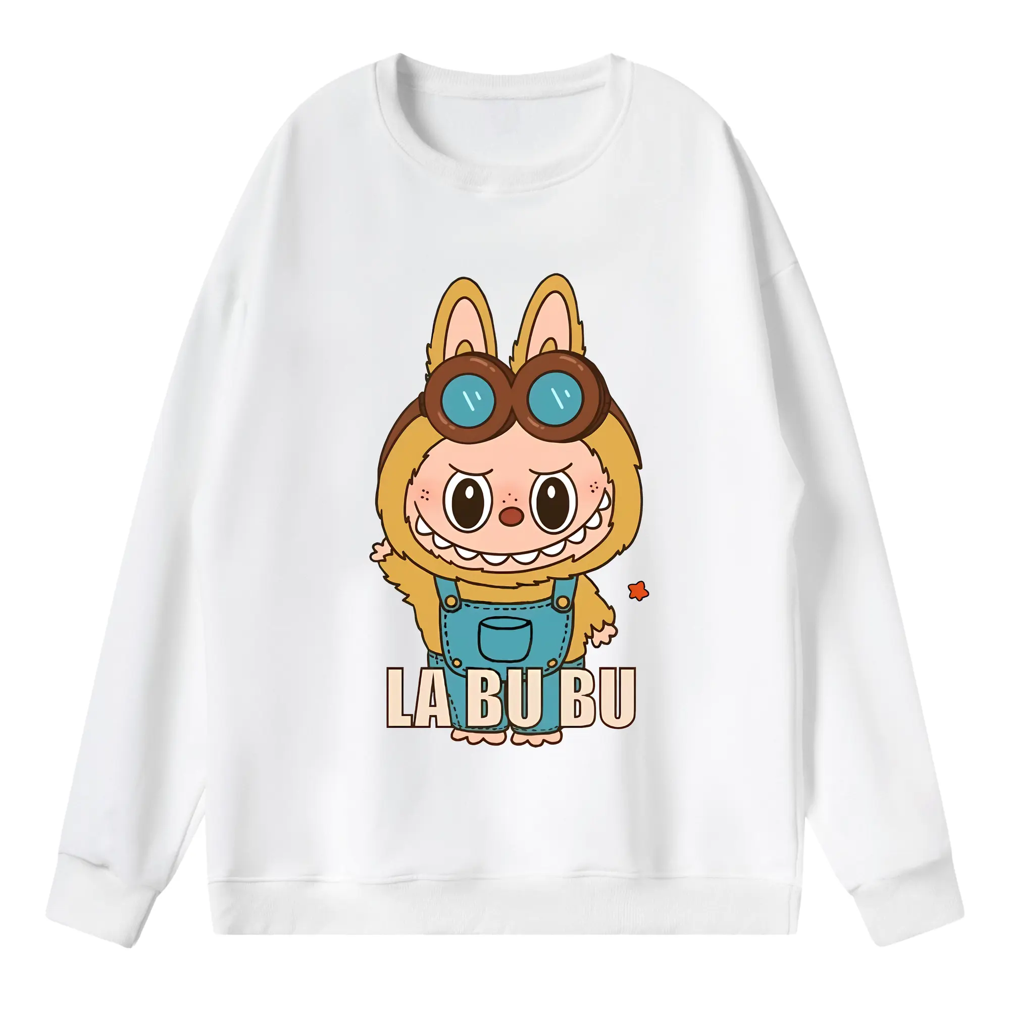 ラブブ グッズ ジモモ - 薄手 クルーネック スウェット 裏毛260g · ポリエステル 春秋向け カジュアル 男女兼用 · トレーナー デイリー スポーツ 散歩に最適