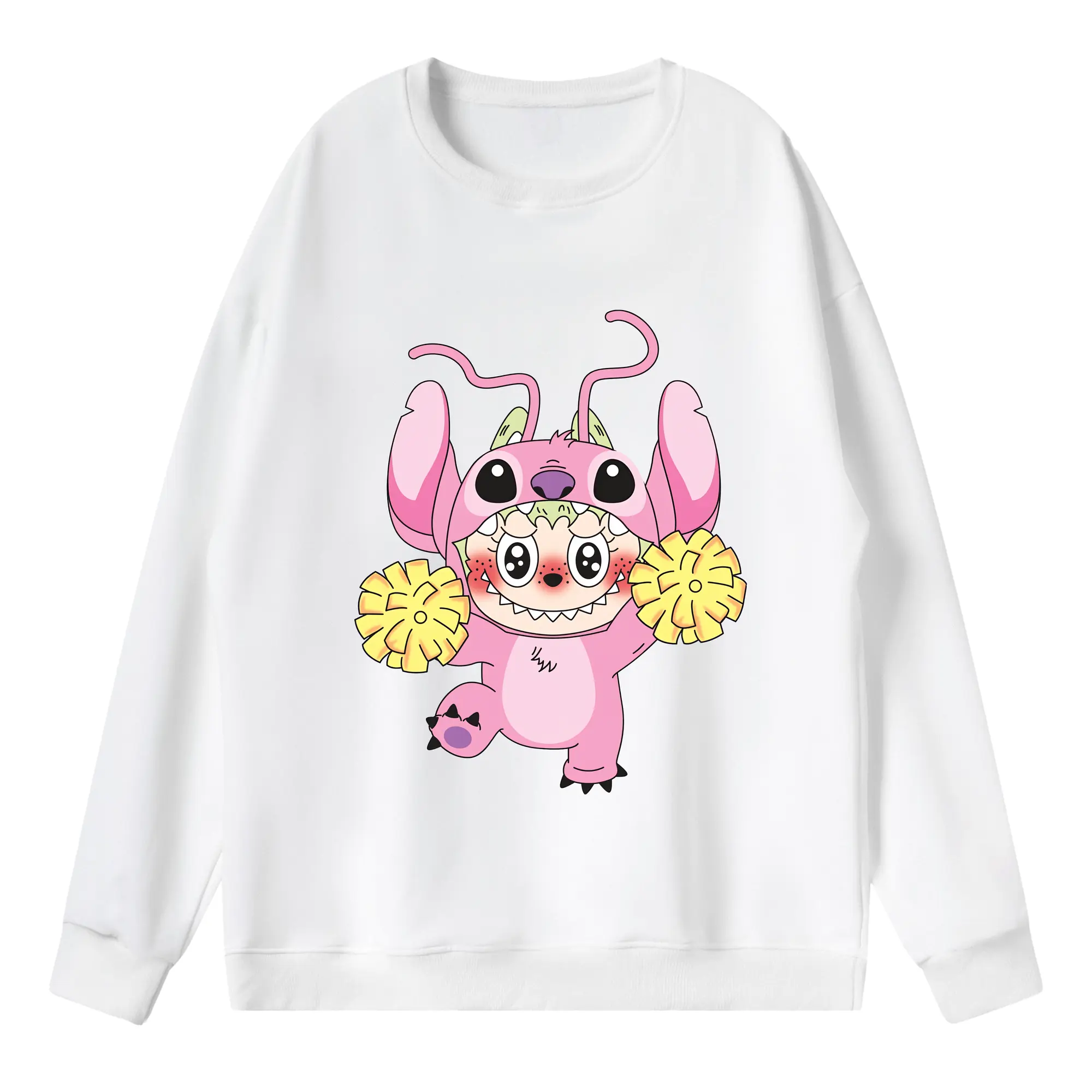 ラブブ グッズ ジモモ - 薄手 クルーネック スウェット 裏毛260g · ポリエステル 春秋向け カジュアル 男女兼用 · トレーナー デイリー スポーツ 散歩に最適