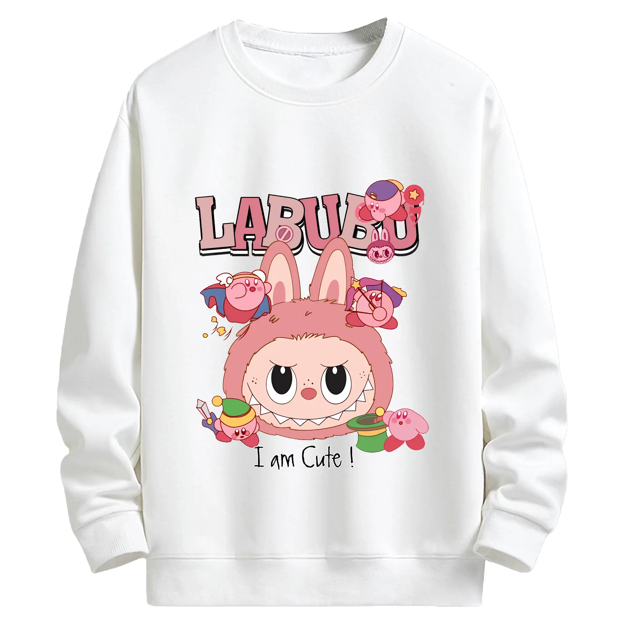 ラブブ グッズ ジモモ - キッズ クルーネックスウェットシャツ ・ フロントプリント ・ 綿80％ ポリエステル20％ ・ 快適 通学 スポーツ 日常使い お散歩用