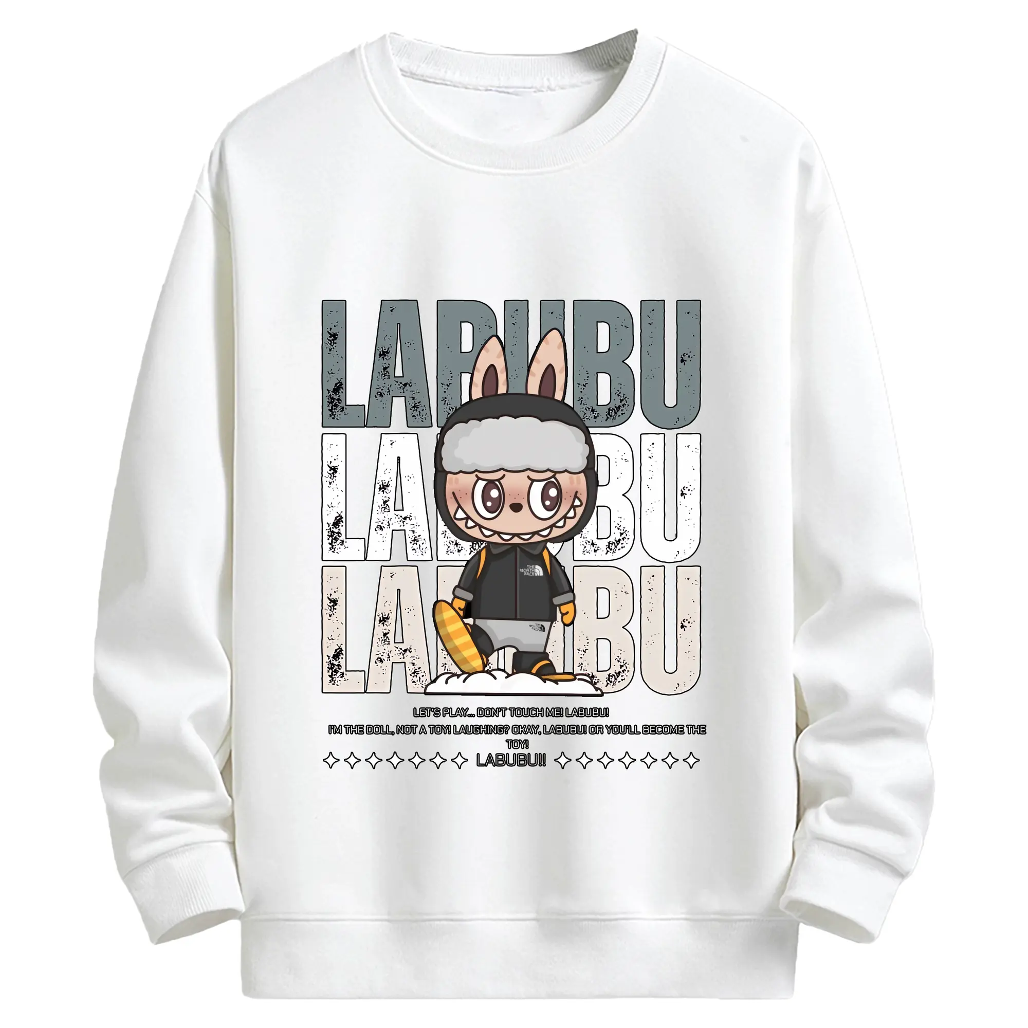 ラブブ グッズ ジモモ - キッズ クルーネックスウェットシャツ ・ フロントプリント ・ 綿80％ ポリエステル20％ ・ 快適 通学 スポーツ 日常使い お散歩用