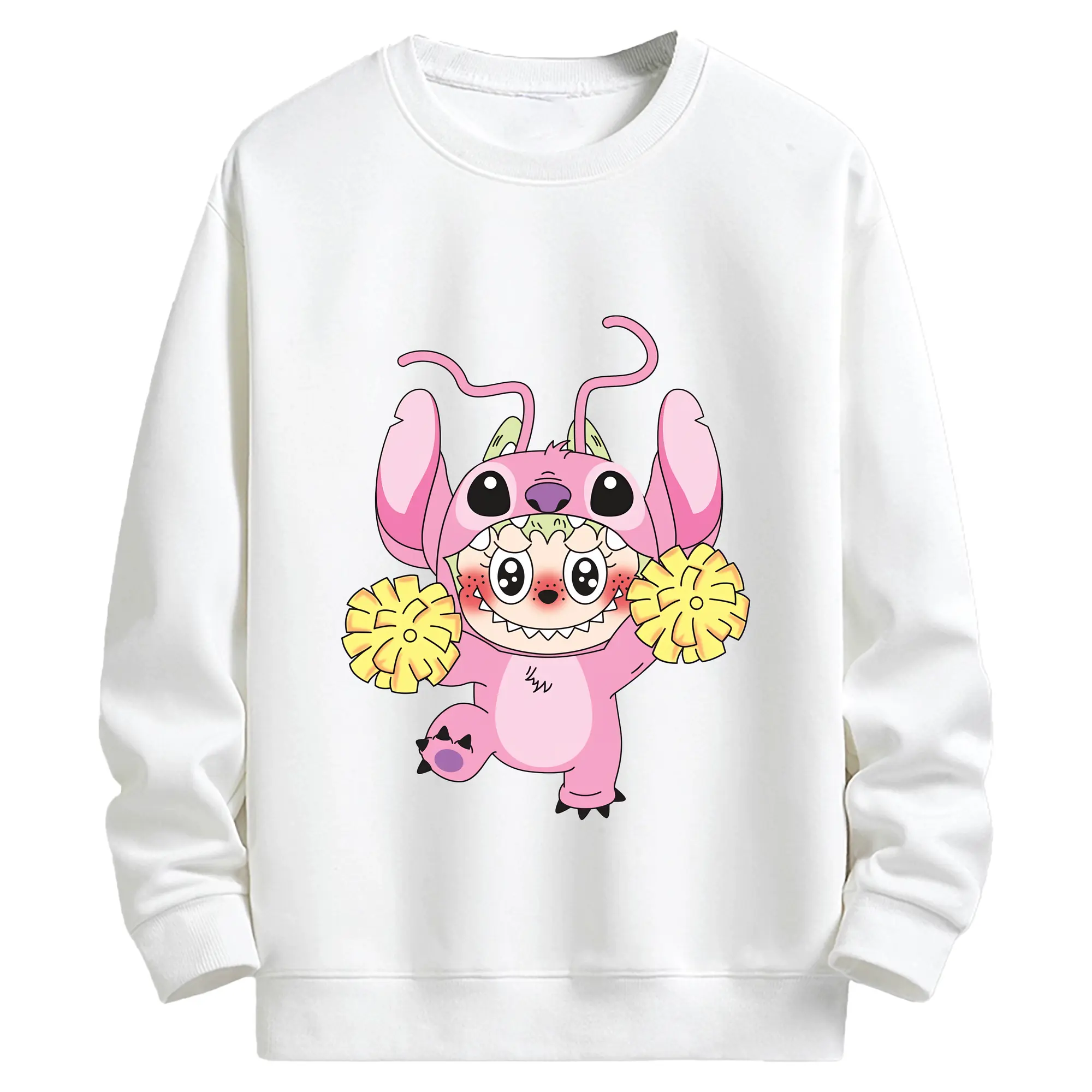 ラブブ グッズ ジモモ - キッズ クルーネックスウェットシャツ ・ フロントプリント ・ 綿80％ ポリエステル20％ ・ 快適 通学 スポーツ 日常使い お散歩用