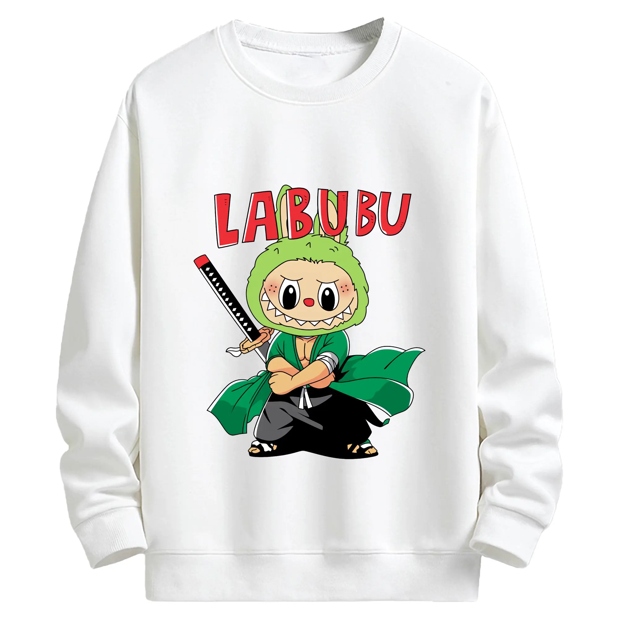 ラブブ グッズ ジモモ - キッズ クルーネックスウェットシャツ ・ フロントプリント ・ 綿80％ ポリエステル20％ ・ 快適 通学 スポーツ 日常使い お散歩用