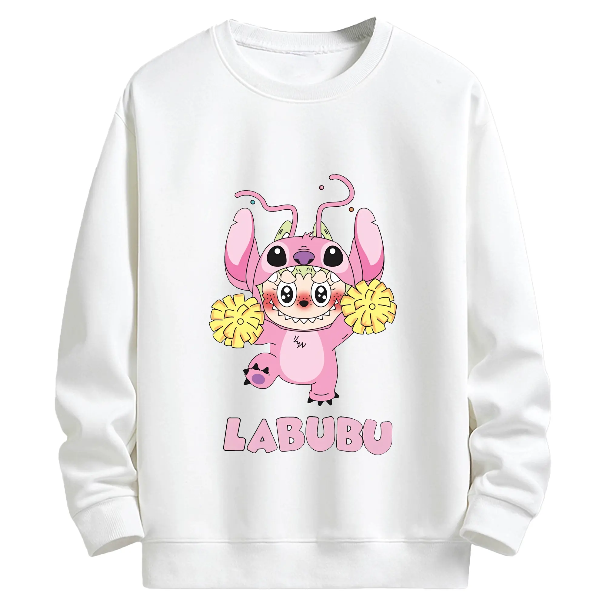 ラブブ グッズ ジモモ - キッズ クルーネックスウェットシャツ ・ フロントプリント ・ 綿80％ ポリエステル20％ ・ 快適 通学 スポーツ 日常使い お散歩用