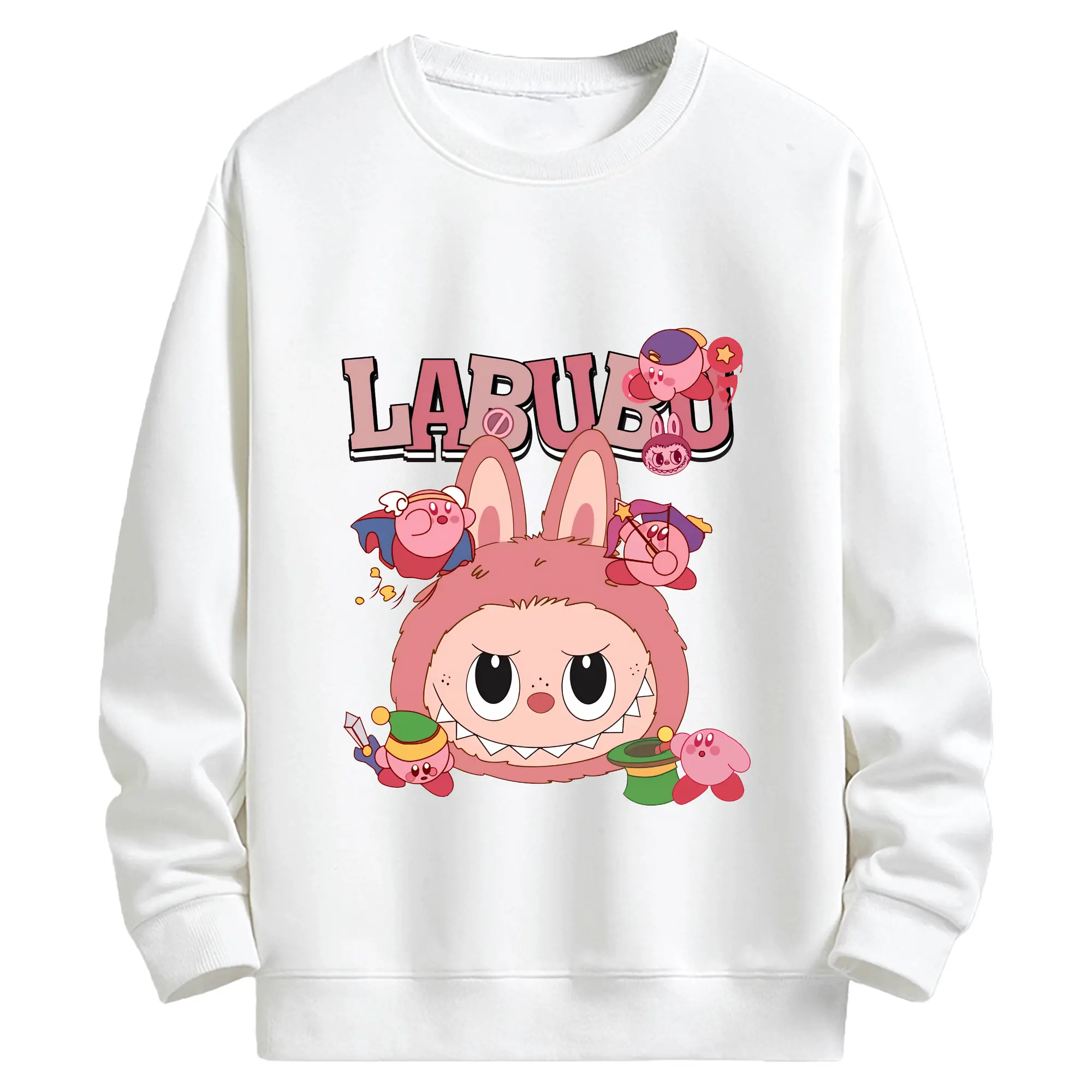 ラブブ グッズ ジモモ - キッズ クルーネックスウェットシャツ ・ フロントプリント ・ 綿80％ ポリエステル20％ ・ 快適 通学 スポーツ 日常使い お散歩用