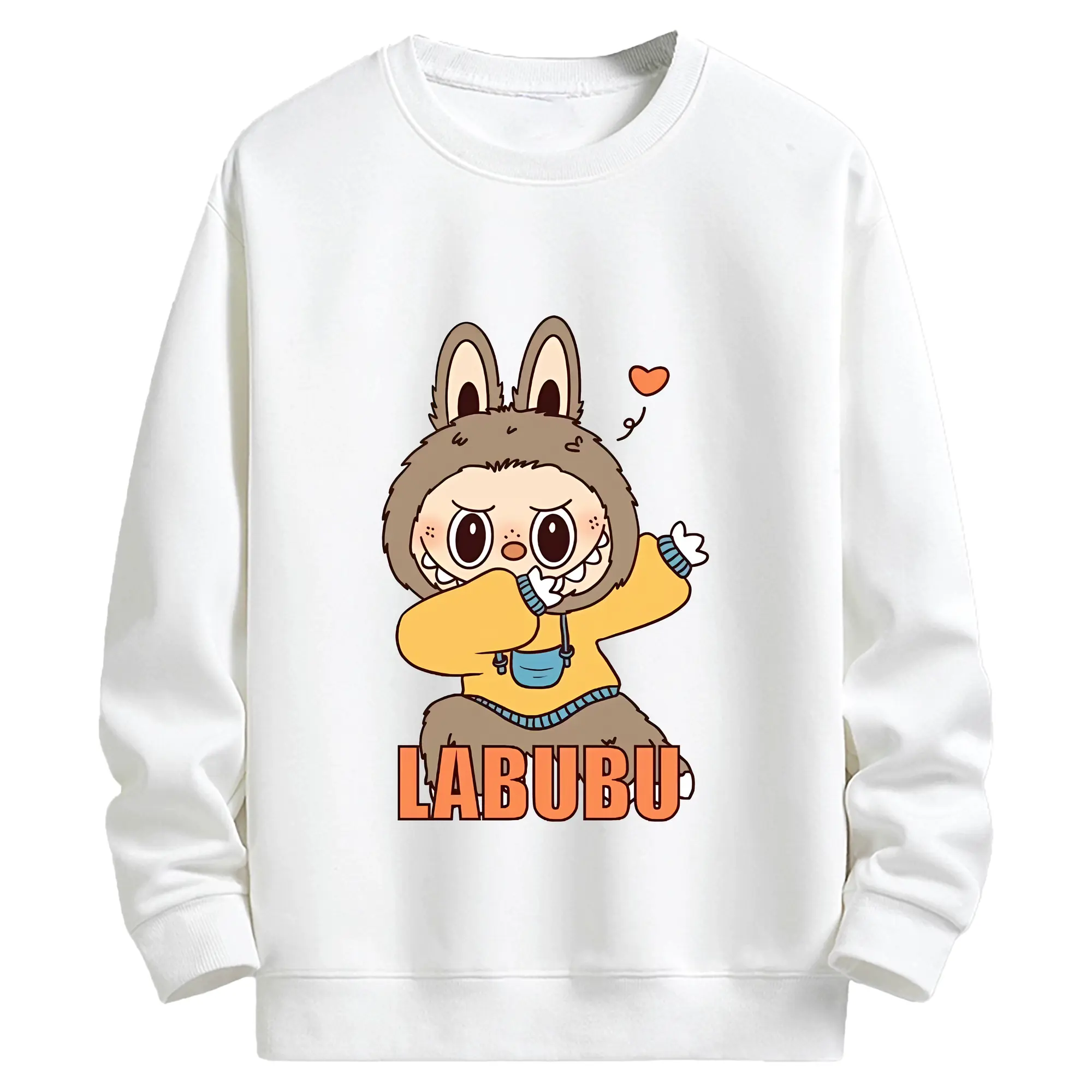 ラブブ グッズ ジモモ - キッズ クルーネックスウェットシャツ ・ フロントプリント ・ 綿80％ ポリエステル20％ ・ 快適 通学 スポーツ 日常使い お散歩用