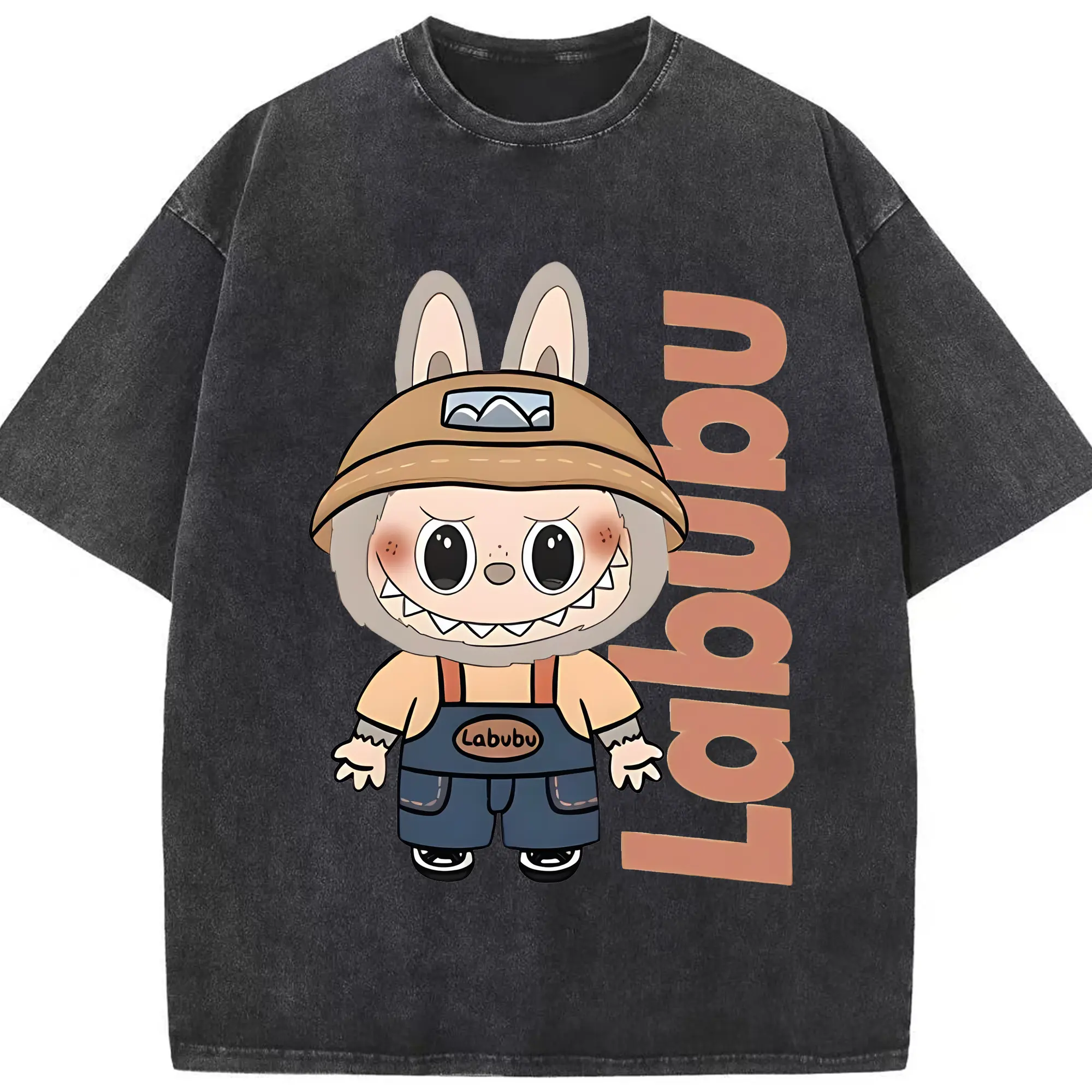 ラブブ グッズ ジモモ - 綿100％ ヴィンテージ風 半袖Tシャツ ・ フロントプリント ・ 柔らか肌触り ・ 通気性 快適 ・ スポーツ カジュアル 外出用