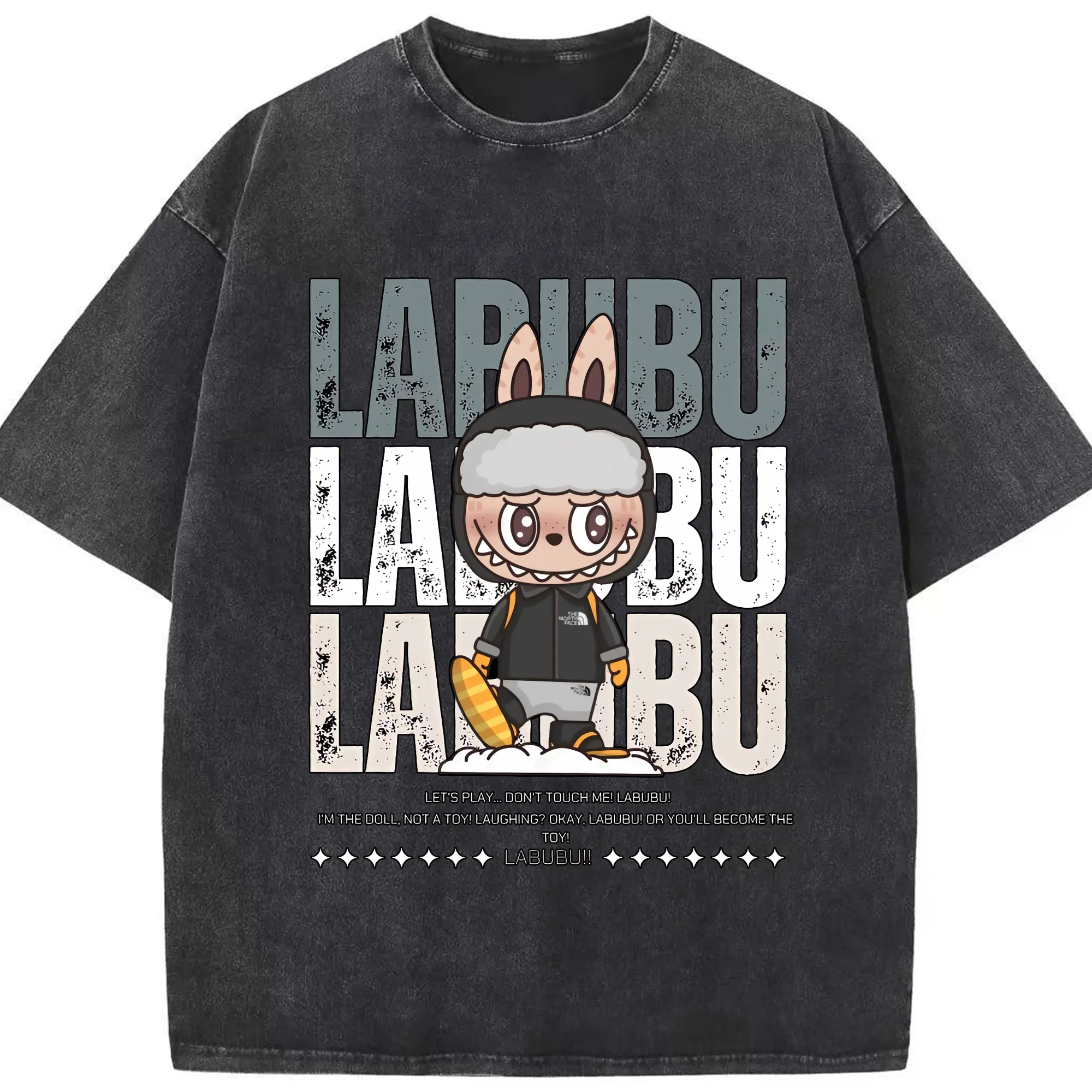 ラブブ グッズ ジモモ - 綿100％ ヴィンテージ風 半袖Tシャツ ・ フロントプリント ・ 柔らか肌触り ・ 通気性 快適 ・ スポーツ カジュアル 外出用