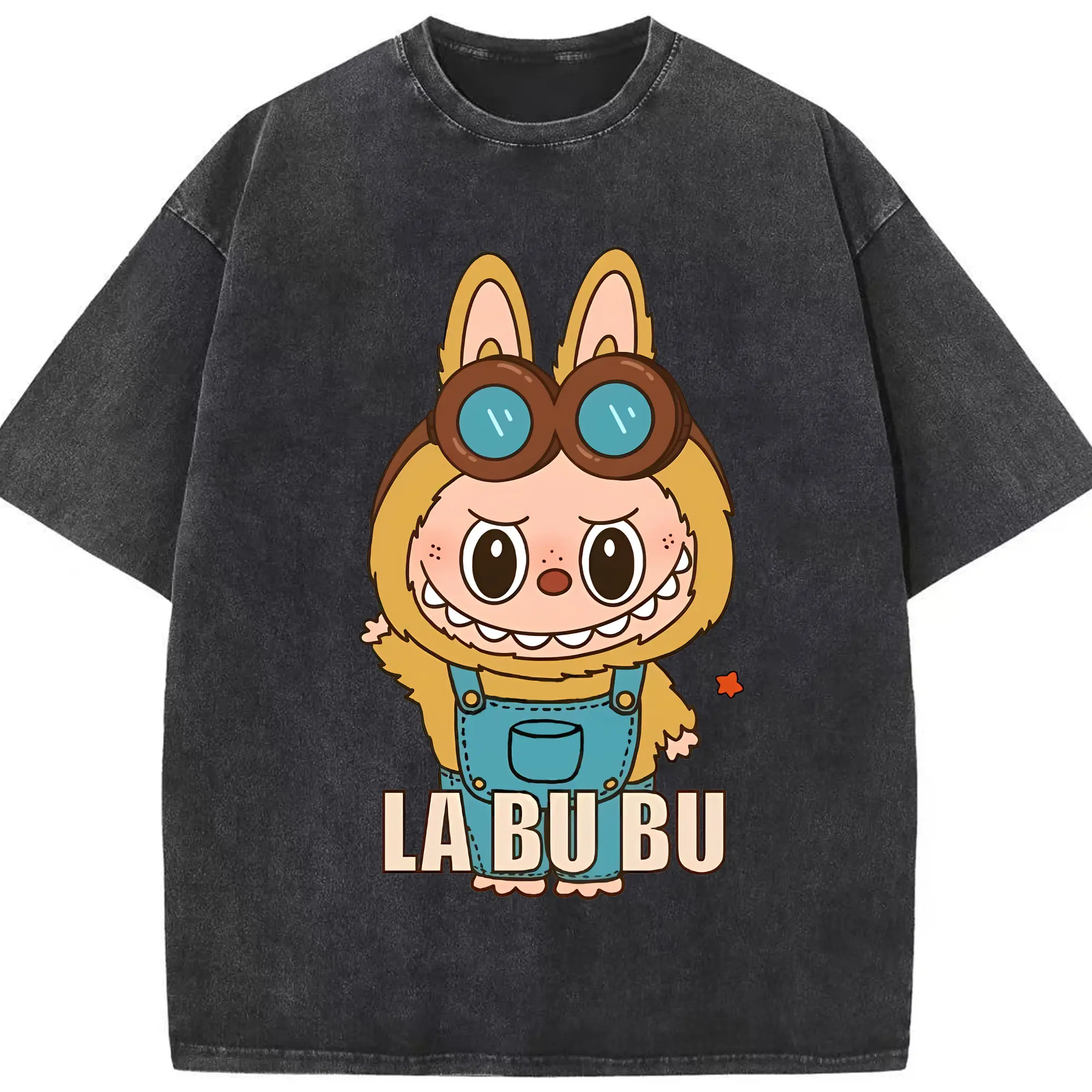 ラブブ グッズ ジモモ - 綿100％ ヴィンテージ風 半袖Tシャツ ・ フロントプリント ・ 柔らか肌触り ・ 通気性 快適 ・ スポーツ カジュアル 外出用