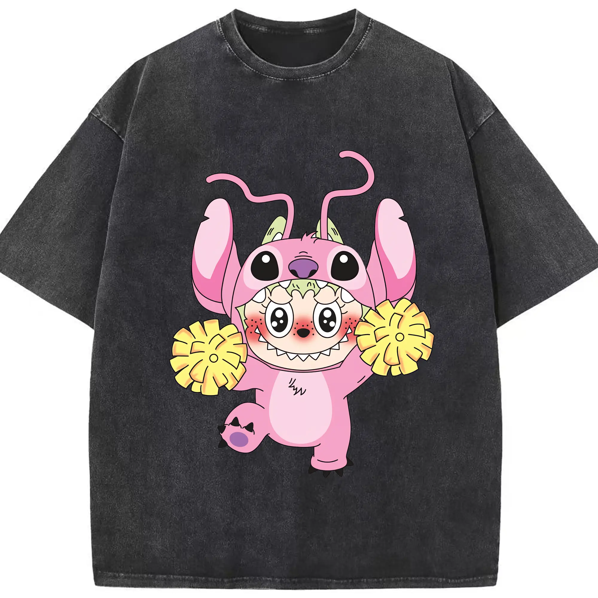 ラブブ グッズ ジモモ - 綿100％ ヴィンテージ風 半袖Tシャツ ・ フロントプリント ・ 柔らか肌触り ・ 通気性 快適 ・ スポーツ カジュアル 外出用