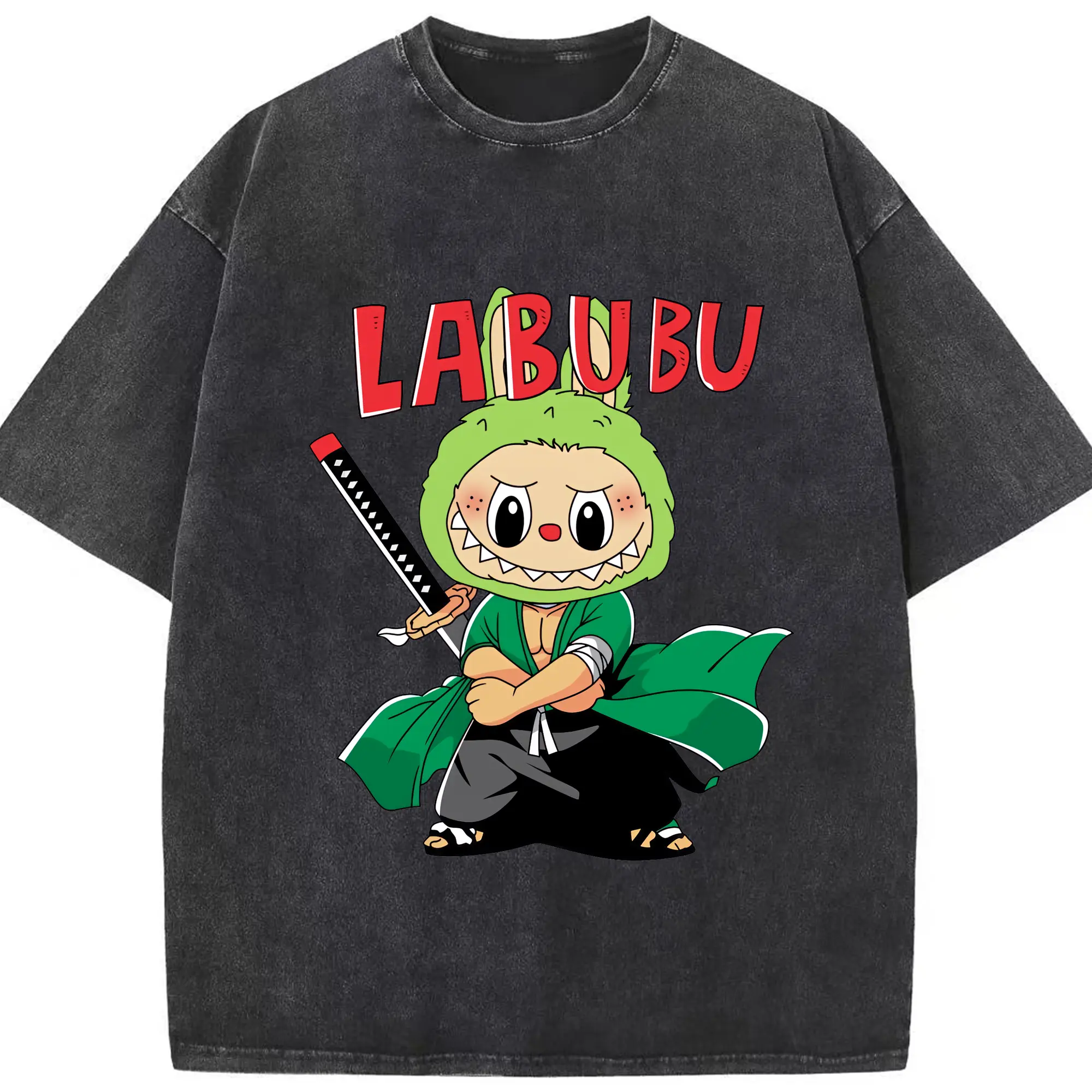 ラブブ グッズ ジモモ - 綿100％ ヴィンテージ風 半袖Tシャツ ・ フロントプリント ・ 柔らか肌触り ・ 通気性 快適 ・ スポーツ カジュアル 外出用