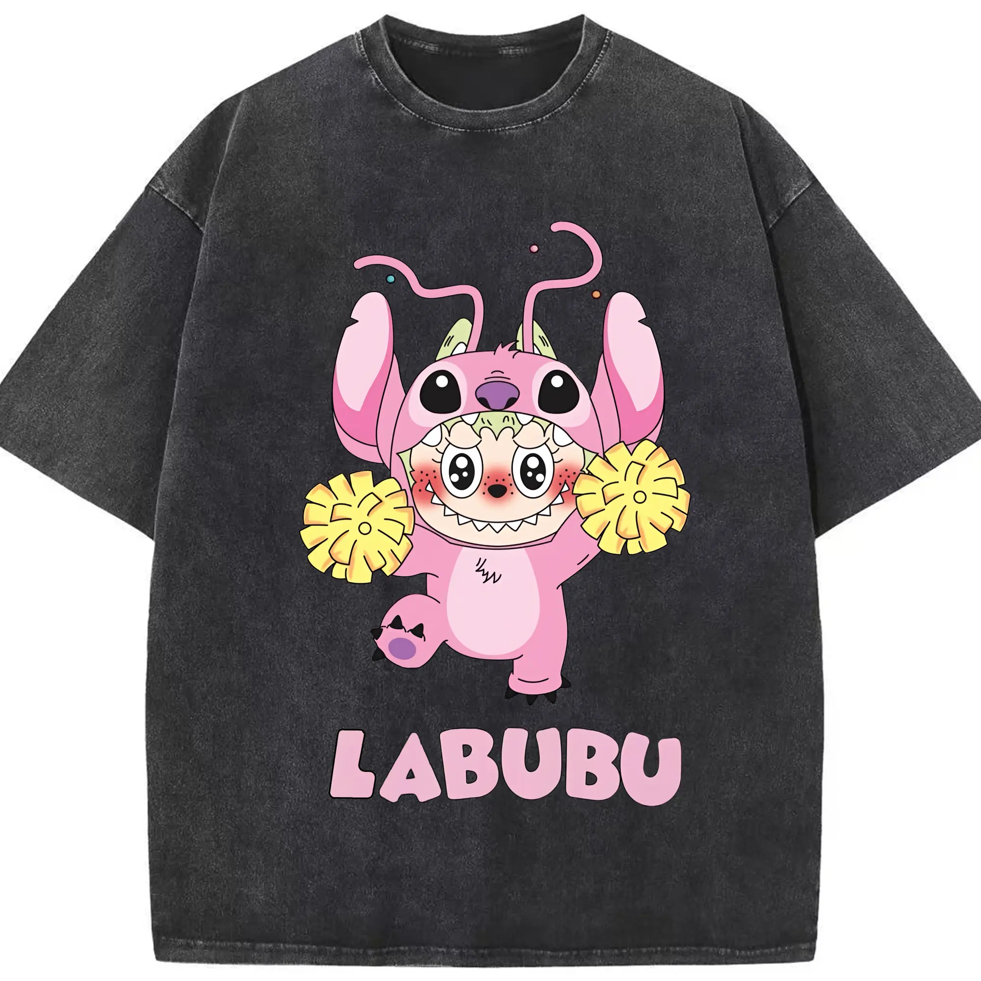 ラブブ グッズ ジモモ - 綿100％ ヴィンテージ風 半袖Tシャツ ・ フロントプリント ・ 柔らか肌触り ・ 通気性 快適 ・ スポーツ カジュアル 外出用