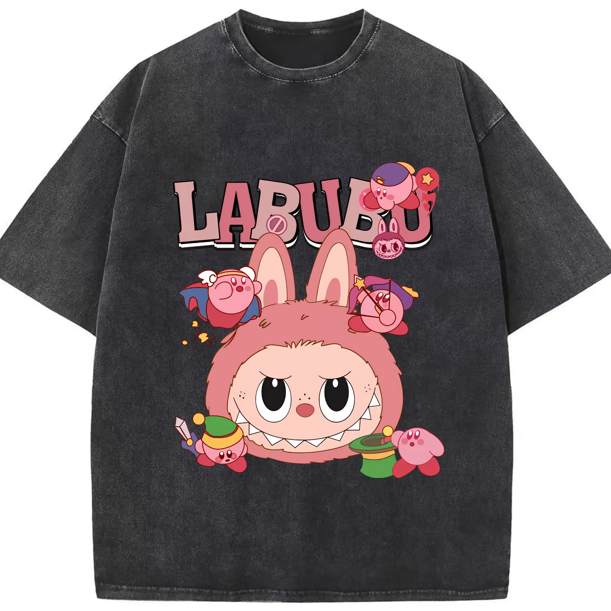ラブブ グッズ ジモモ - 綿100％ ヴィンテージ風 半袖Tシャツ ・ フロントプリント ・ 柔らか肌触り ・ 通気性 快適 ・ スポーツ カジュアル 外出用